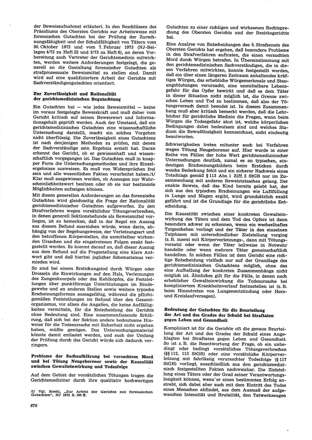 Neue Justiz (NJ), Zeitschrift für Recht und Rechtswissenschaft [Deutsche Demokratische Republik (DDR)], 27. Jahrgang 1973, Seite 670 (NJ DDR 1973, S. 670)