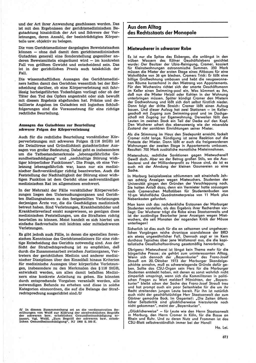 Neue Justiz (NJ), Zeitschrift für Recht und Rechtswissenschaft [Deutsche Demokratische Republik (DDR)], 27. Jahrgang 1973, Seite 671 (NJ DDR 1973, S. 671)
