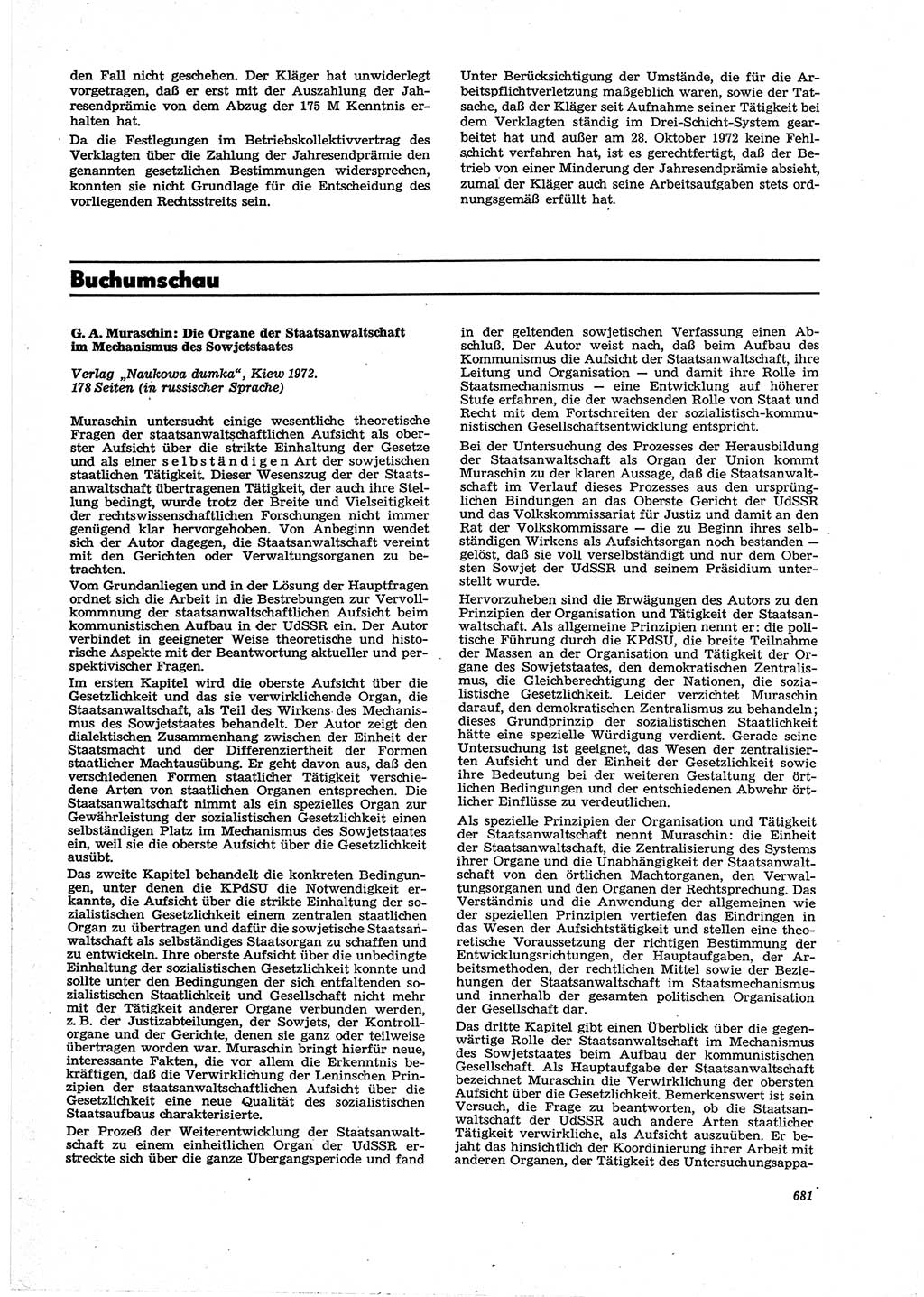 Neue Justiz (NJ), Zeitschrift für Recht und Rechtswissenschaft [Deutsche Demokratische Republik (DDR)], 27. Jahrgang 1973, Seite 681 (NJ DDR 1973, S. 681)