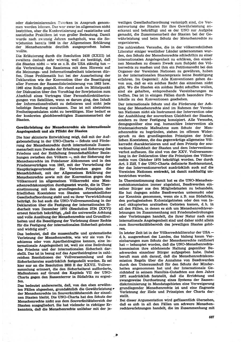 Neue Justiz (NJ), Zeitschrift für Recht und Rechtswissenschaft [Deutsche Demokratische Republik (DDR)], 27. Jahrgang 1973, Seite 687 (NJ DDR 1973, S. 687)