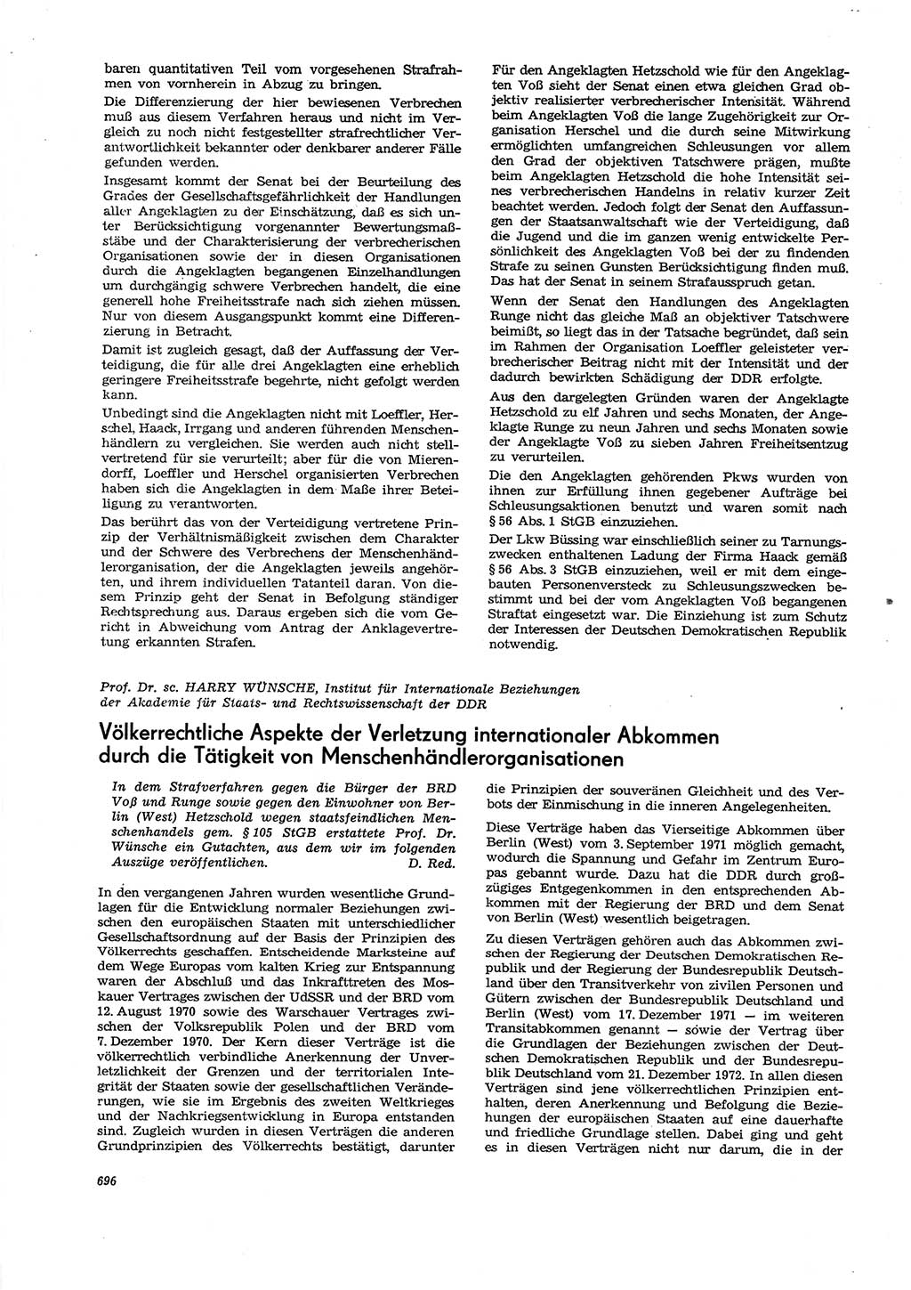 Neue Justiz (NJ), Zeitschrift für Recht und Rechtswissenschaft [Deutsche Demokratische Republik (DDR)], 27. Jahrgang 1973, Seite 696 (NJ DDR 1973, S. 696)