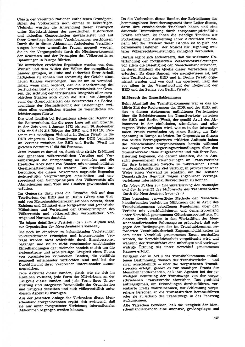 Neue Justiz (NJ), Zeitschrift für Recht und Rechtswissenschaft [Deutsche Demokratische Republik (DDR)], 27. Jahrgang 1973, Seite 697 (NJ DDR 1973, S. 697)