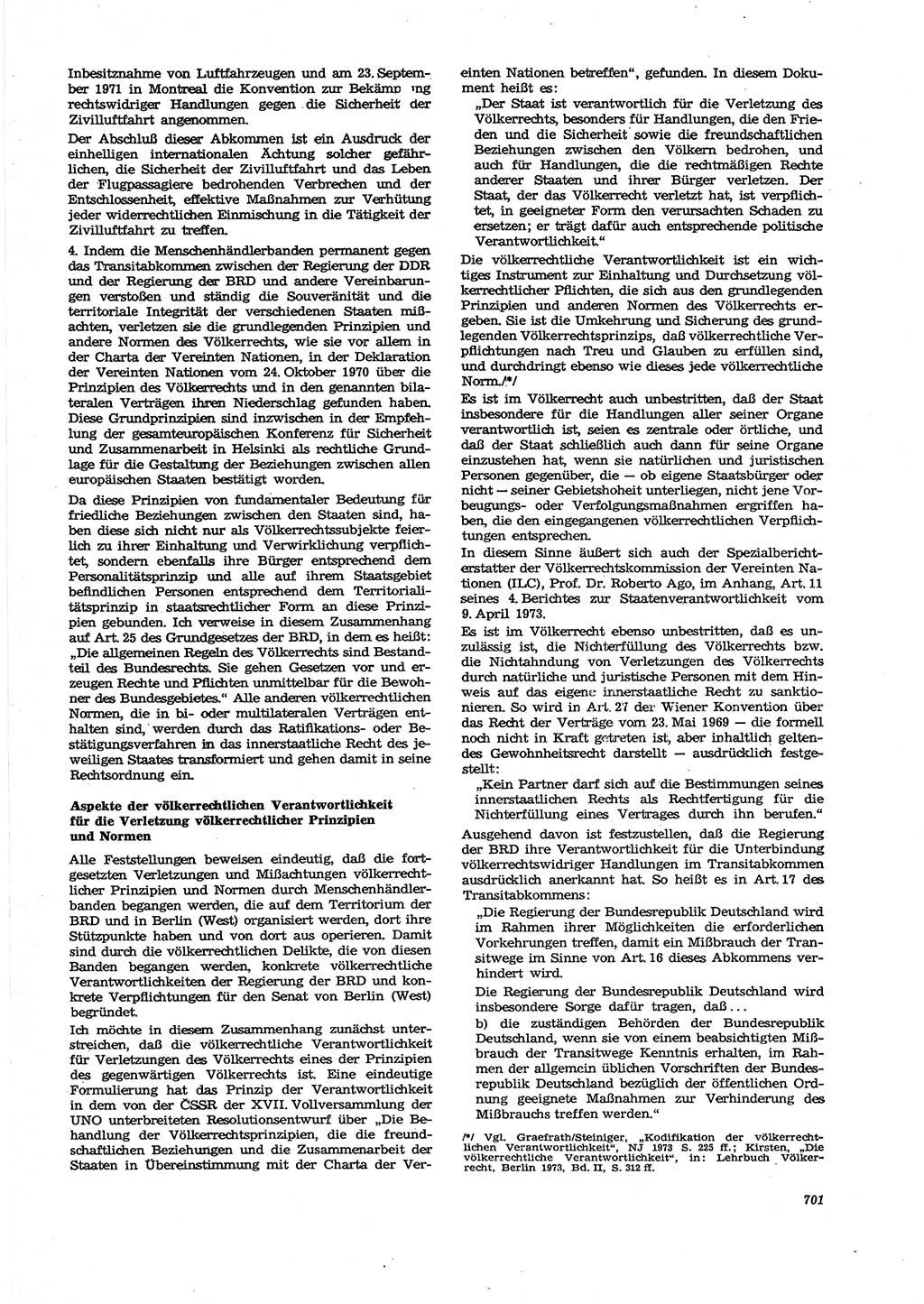 Neue Justiz (NJ), Zeitschrift für Recht und Rechtswissenschaft [Deutsche Demokratische Republik (DDR)], 27. Jahrgang 1973, Seite 701 (NJ DDR 1973, S. 701)