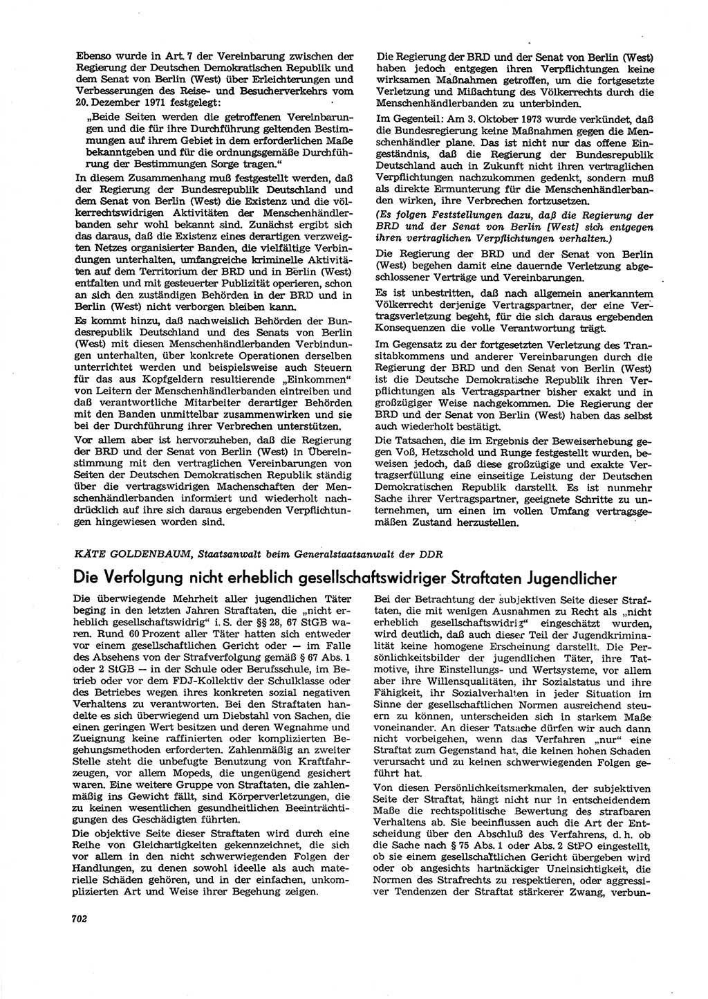 Neue Justiz (NJ), Zeitschrift für Recht und Rechtswissenschaft [Deutsche Demokratische Republik (DDR)], 27. Jahrgang 1973, Seite 702 (NJ DDR 1973, S. 702)