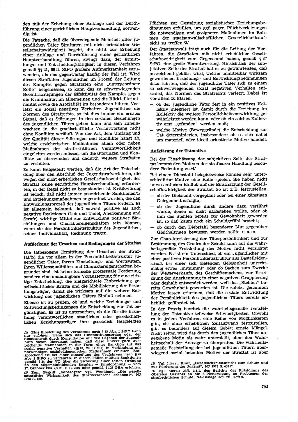 Neue Justiz (NJ), Zeitschrift für Recht und Rechtswissenschaft [Deutsche Demokratische Republik (DDR)], 27. Jahrgang 1973, Seite 703 (NJ DDR 1973, S. 703)