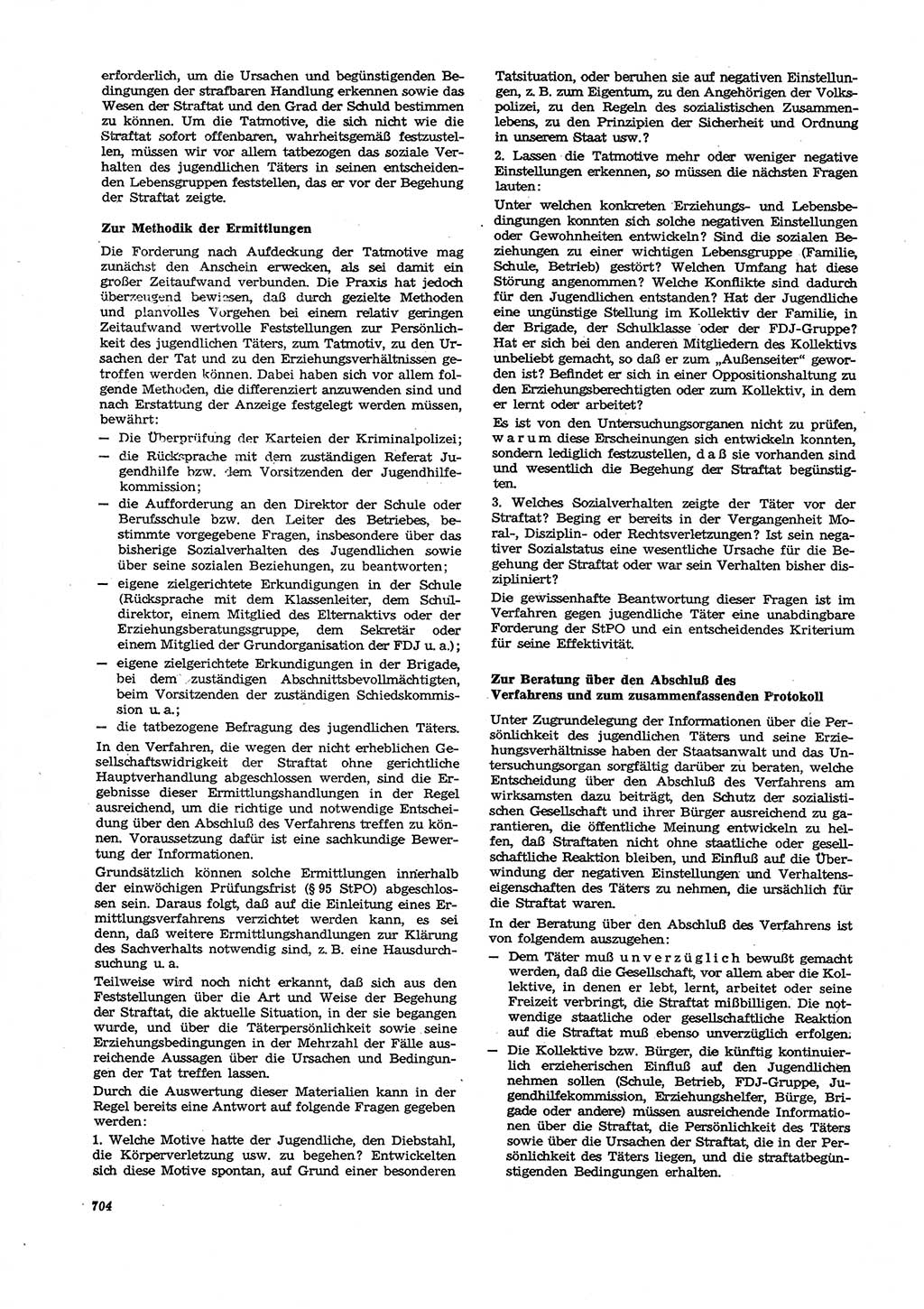 Neue Justiz (NJ), Zeitschrift für Recht und Rechtswissenschaft [Deutsche Demokratische Republik (DDR)], 27. Jahrgang 1973, Seite 704 (NJ DDR 1973, S. 704)