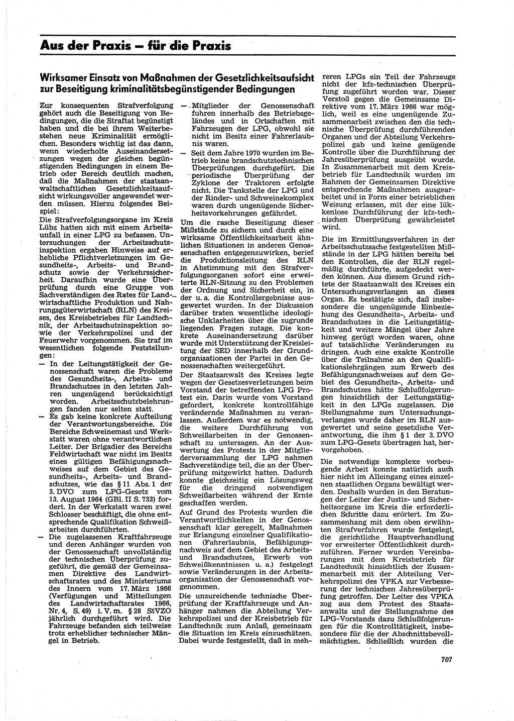 Neue Justiz (NJ), Zeitschrift für Recht und Rechtswissenschaft [Deutsche Demokratische Republik (DDR)], 27. Jahrgang 1973, Seite 707 (NJ DDR 1973, S. 707)