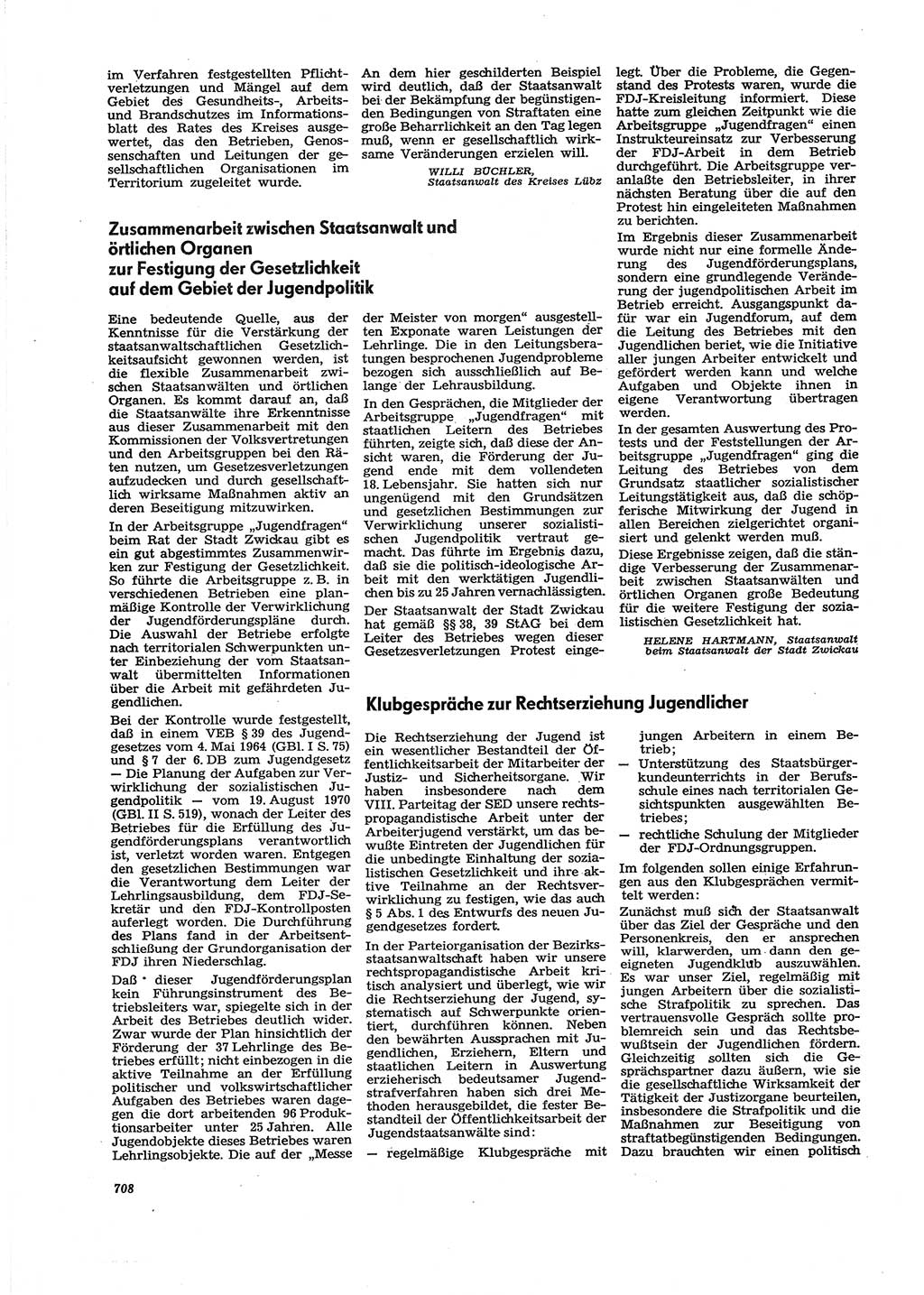 Neue Justiz (NJ), Zeitschrift für Recht und Rechtswissenschaft [Deutsche Demokratische Republik (DDR)], 27. Jahrgang 1973, Seite 708 (NJ DDR 1973, S. 708)