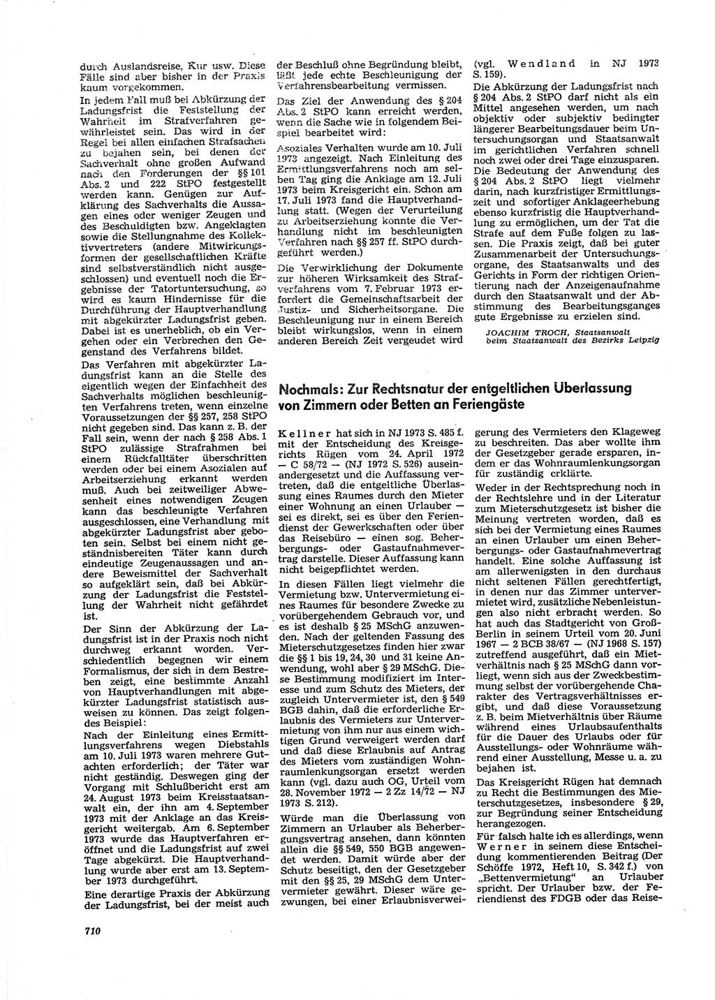 Neue Justiz (NJ), Zeitschrift für Recht und Rechtswissenschaft [Deutsche Demokratische Republik (DDR)], 27. Jahrgang 1973, Seite 710 (NJ DDR 1973, S. 710)
