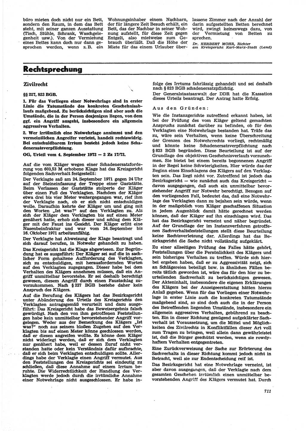Neue Justiz (NJ), Zeitschrift für Recht und Rechtswissenschaft [Deutsche Demokratische Republik (DDR)], 27. Jahrgang 1973, Seite 711 (NJ DDR 1973, S. 711)