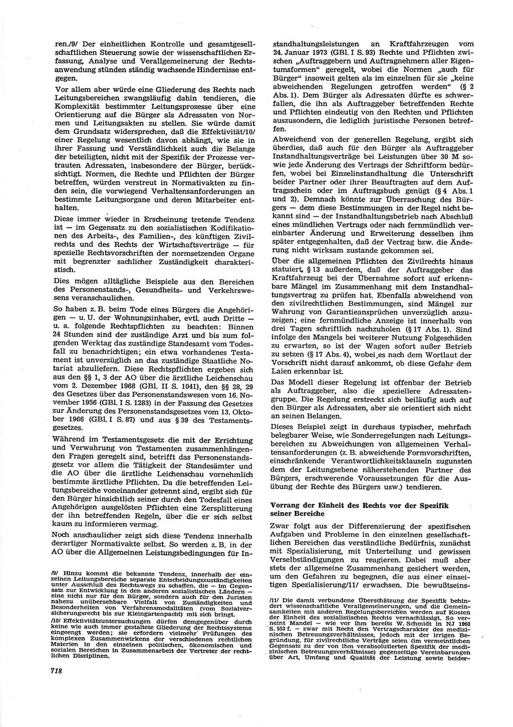Neue Justiz (NJ), Zeitschrift für Recht und Rechtswissenschaft [Deutsche Demokratische Republik (DDR)], 27. Jahrgang 1973, Seite 718 (NJ DDR 1973, S. 718)