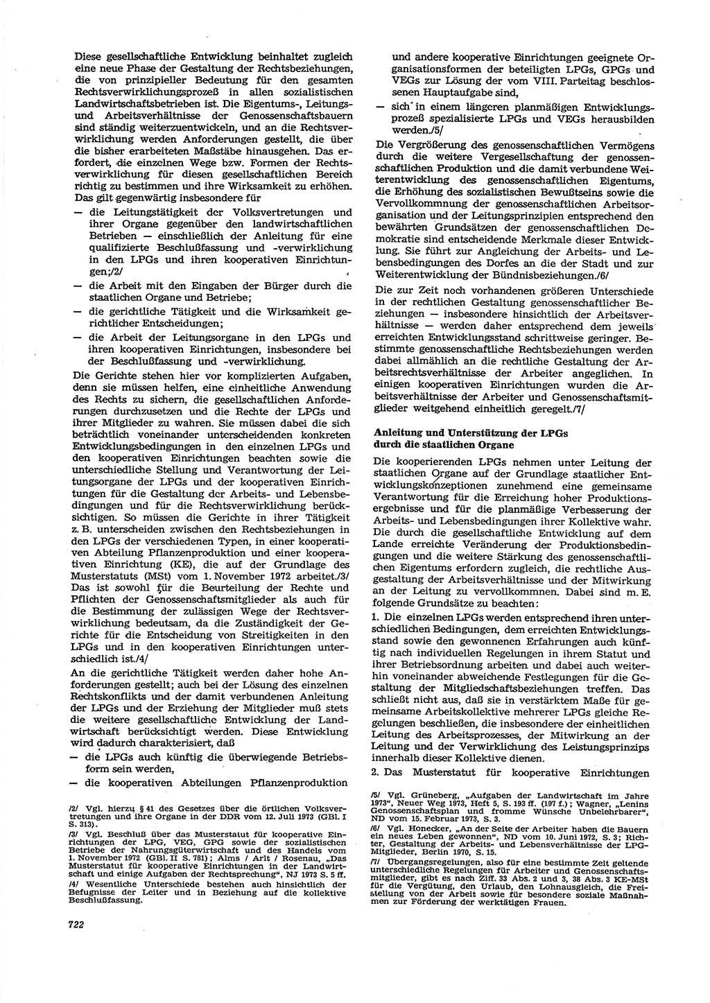 Neue Justiz (NJ), Zeitschrift für Recht und Rechtswissenschaft [Deutsche Demokratische Republik (DDR)], 27. Jahrgang 1973, Seite 722 (NJ DDR 1973, S. 722)