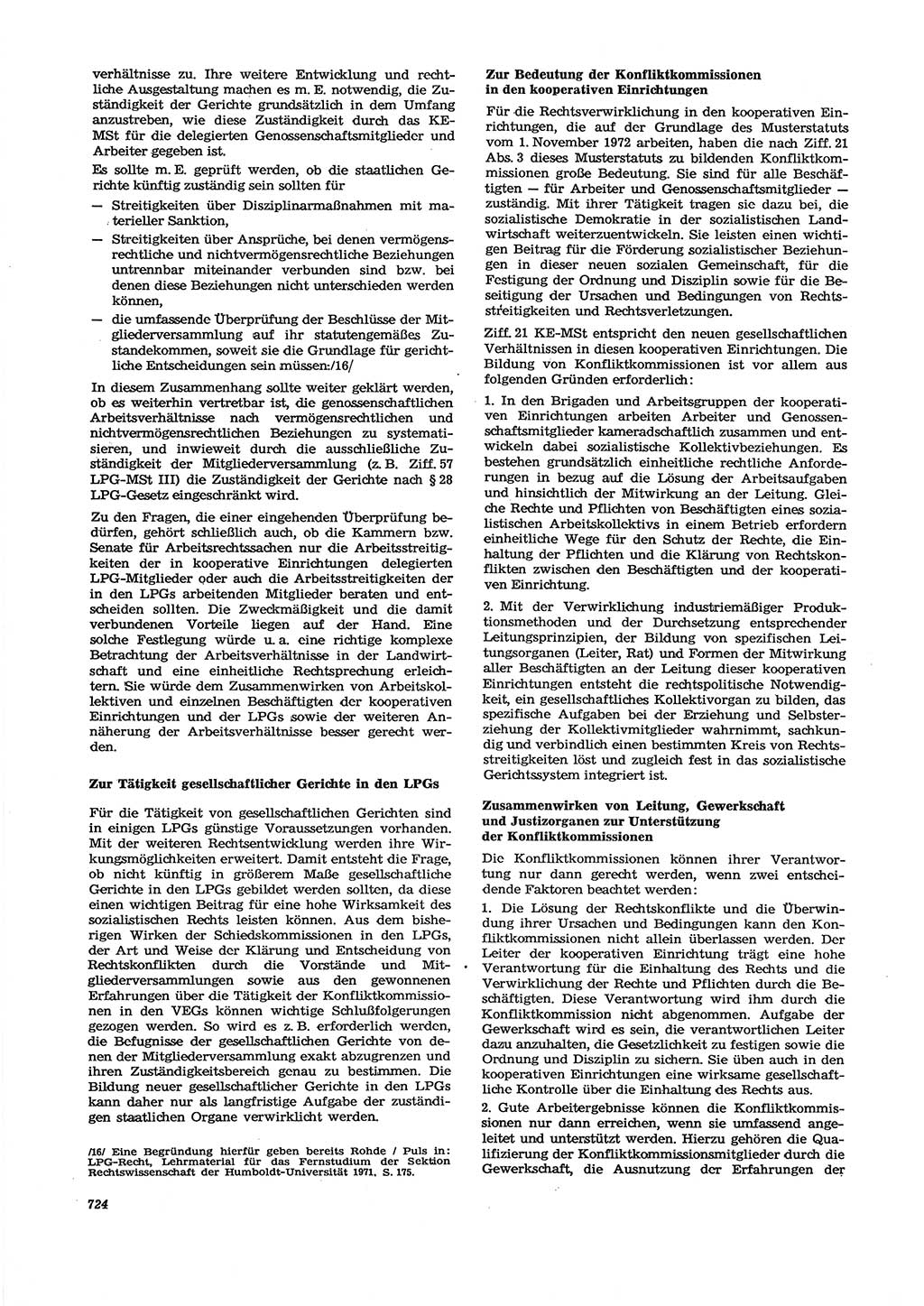 Neue Justiz (NJ), Zeitschrift für Recht und Rechtswissenschaft [Deutsche Demokratische Republik (DDR)], 27. Jahrgang 1973, Seite 724 (NJ DDR 1973, S. 724)