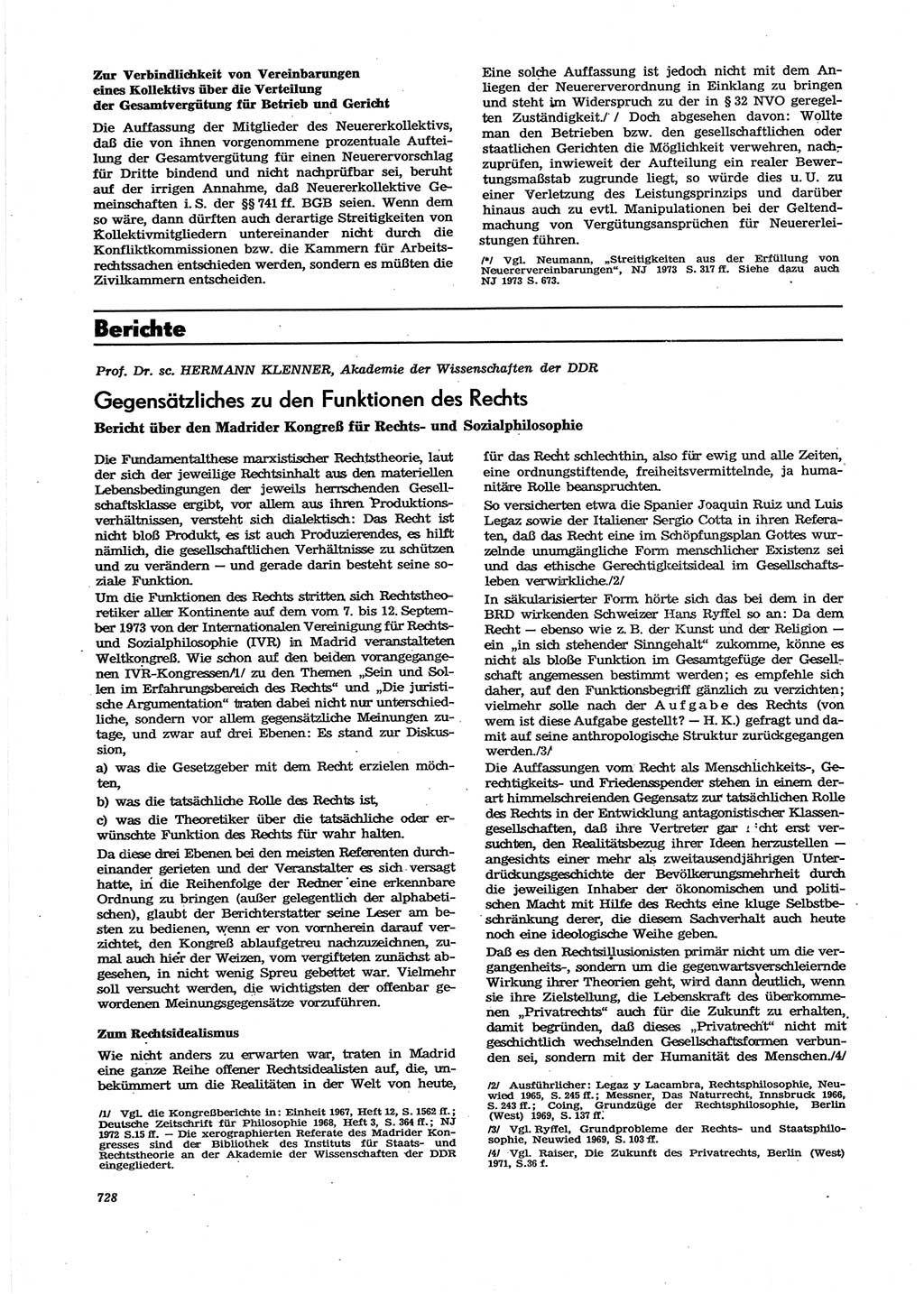 Neue Justiz (NJ), Zeitschrift für Recht und Rechtswissenschaft [Deutsche Demokratische Republik (DDR)], 27. Jahrgang 1973, Seite 728 (NJ DDR 1973, S. 728)