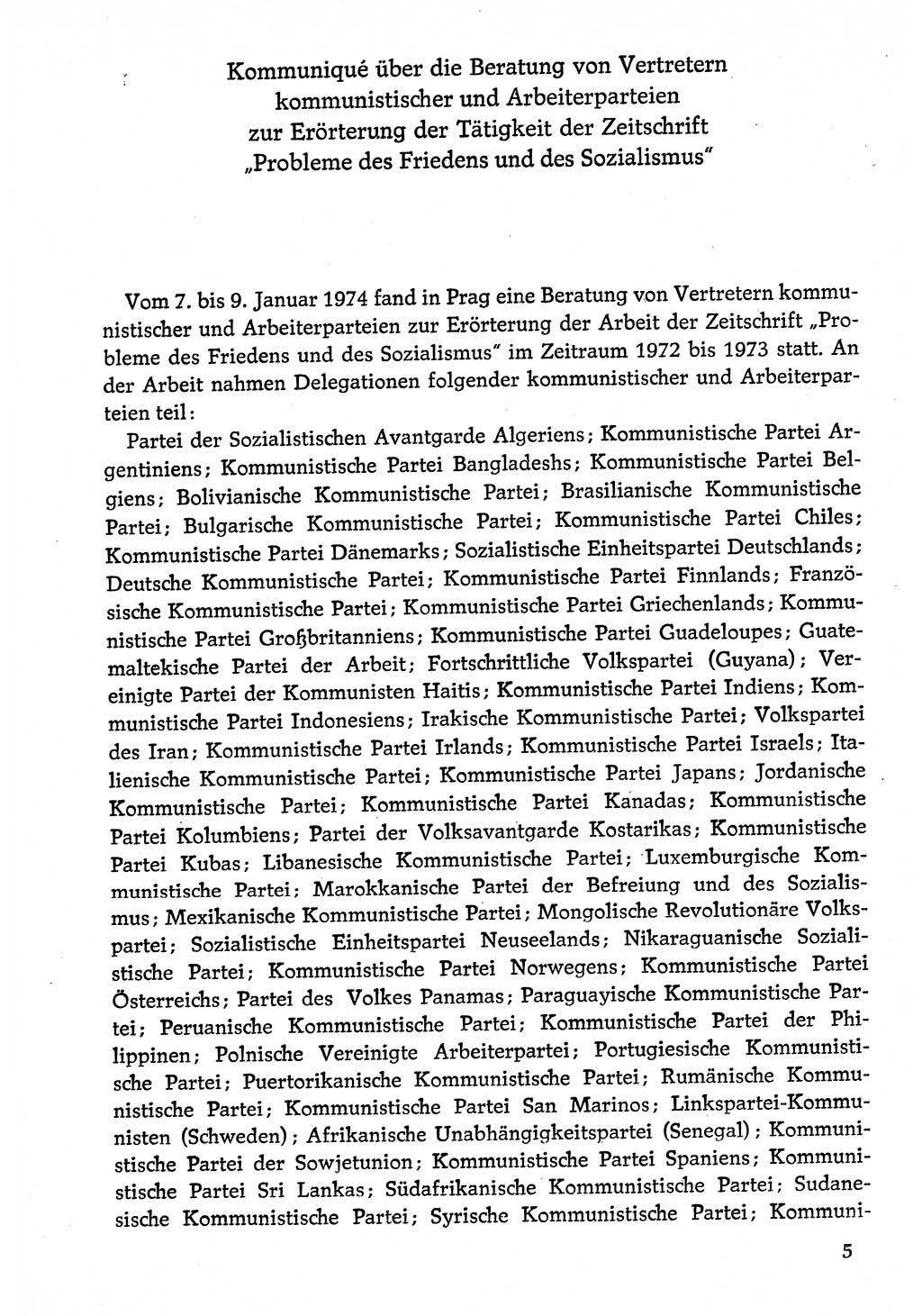 Dokumente der Sozialistischen Einheitspartei Deutschlands (SED) [Deutsche Demokratische Republik (DDR)] 1974-1975, Seite 5 (Dok. SED DDR 1978, Bd. ⅩⅤ, S. 5)