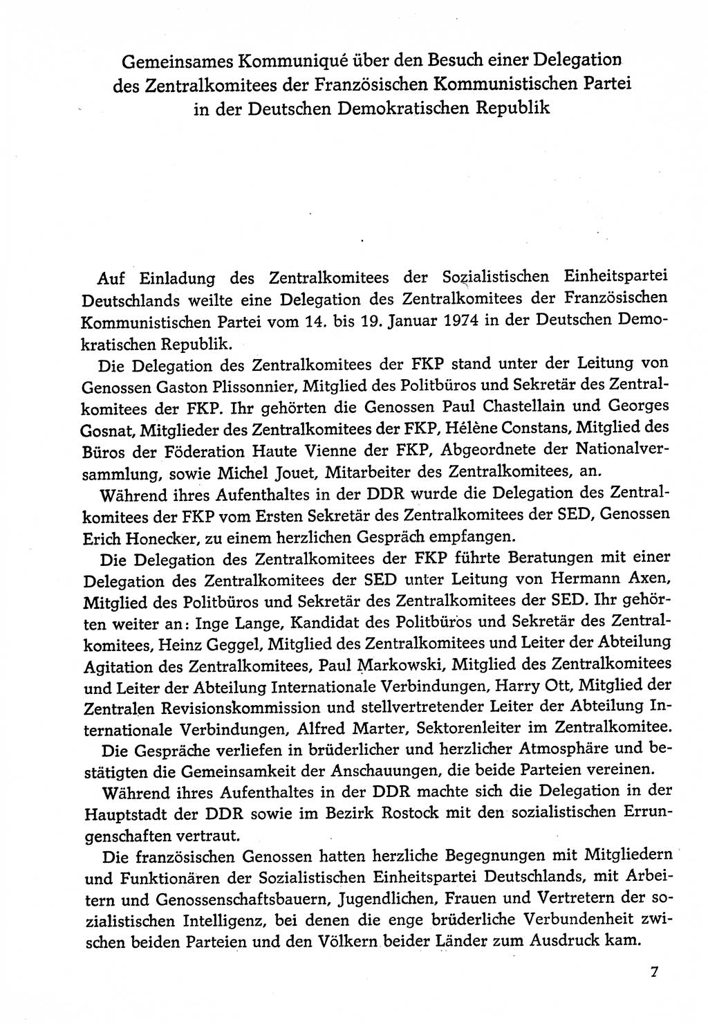 Dokumente der Sozialistischen Einheitspartei Deutschlands (SED) [Deutsche Demokratische Republik (DDR)] 1974-1975, Seite 7 (Dok. SED DDR 1978, Bd. ⅩⅤ, S. 7)