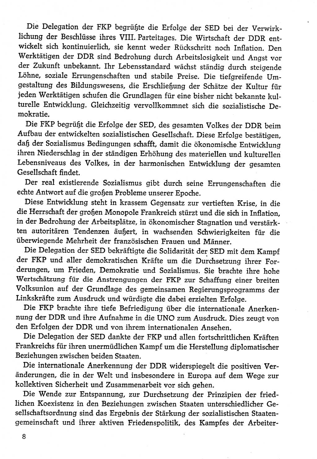 Dokumente der Sozialistischen Einheitspartei Deutschlands (SED) [Deutsche Demokratische Republik (DDR)] 1974-1975, Seite 8 (Dok. SED DDR 1978, Bd. ⅩⅤ, S. 8)
