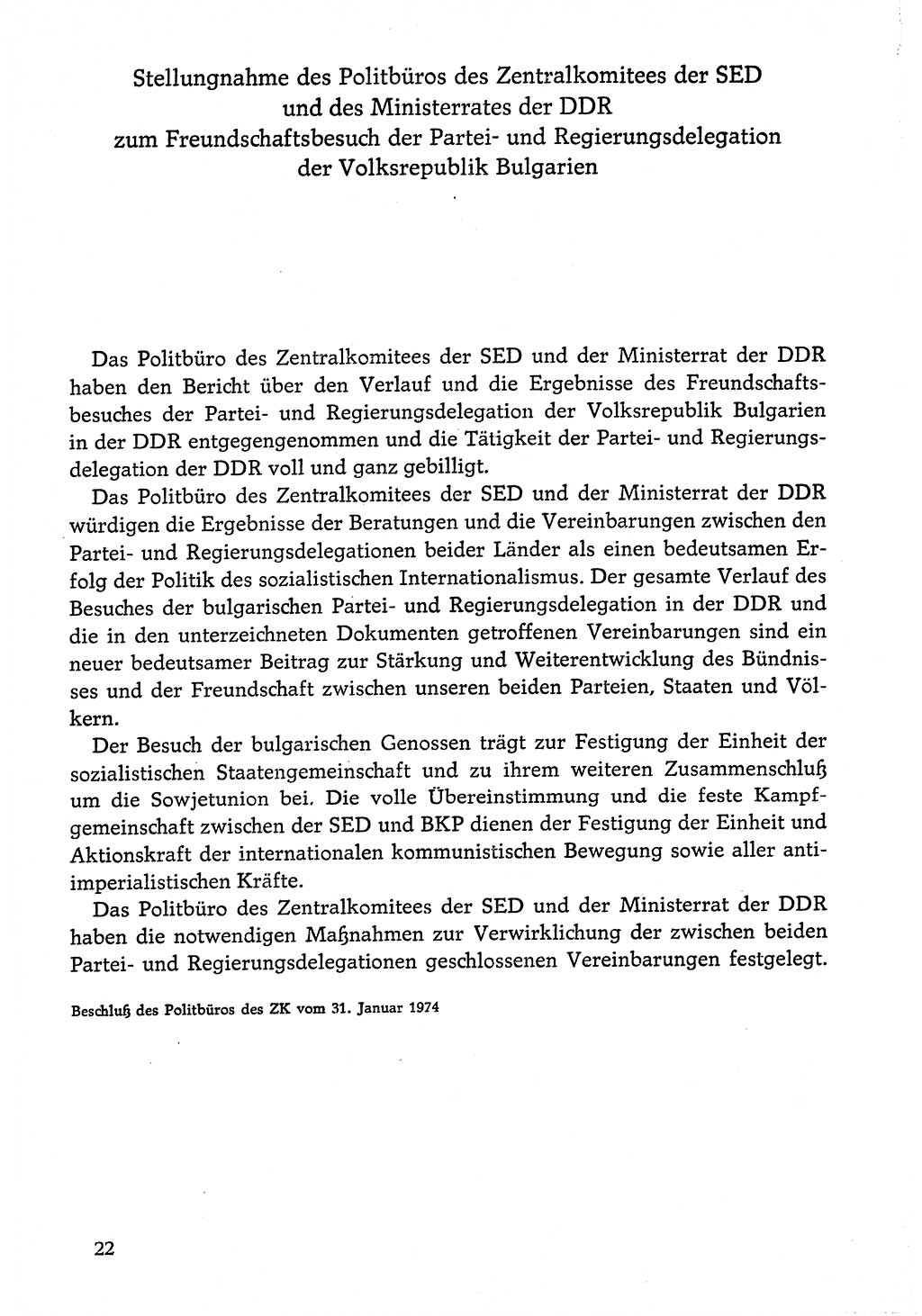 Dokumente der Sozialistischen Einheitspartei Deutschlands (SED) [Deutsche Demokratische Republik (DDR)] 1974-1975, Seite 22 (Dok. SED DDR 1978, Bd. ⅩⅤ, S. 22)