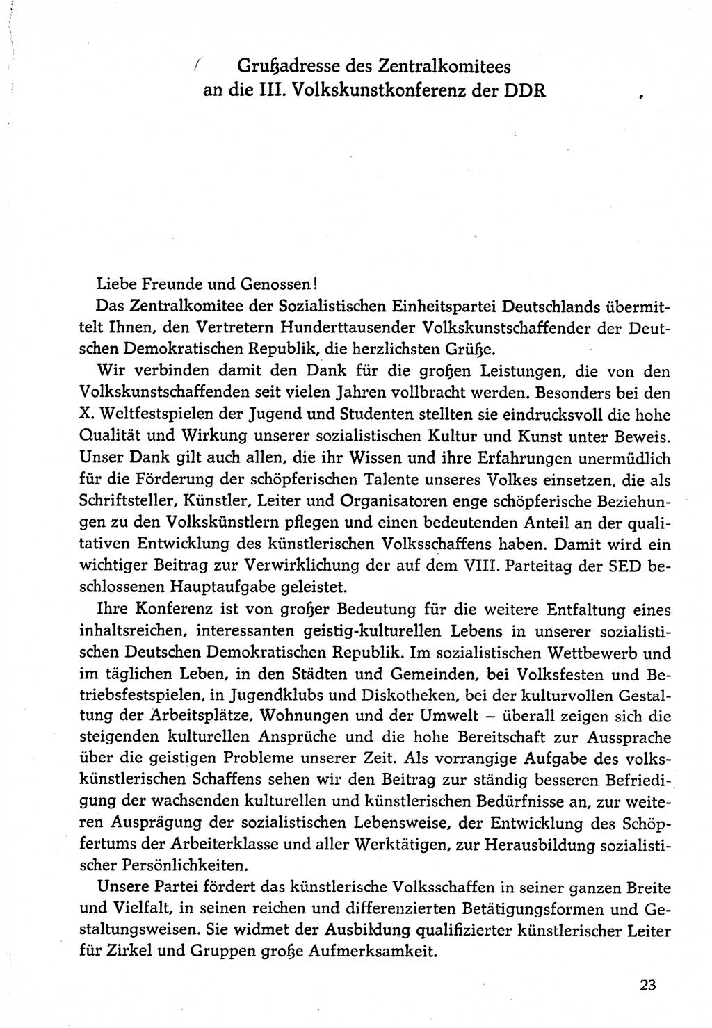 Dokumente der Sozialistischen Einheitspartei Deutschlands (SED) [Deutsche Demokratische Republik (DDR)] 1974-1975, Seite 23 (Dok. SED DDR 1978, Bd. ⅩⅤ, S. 23)