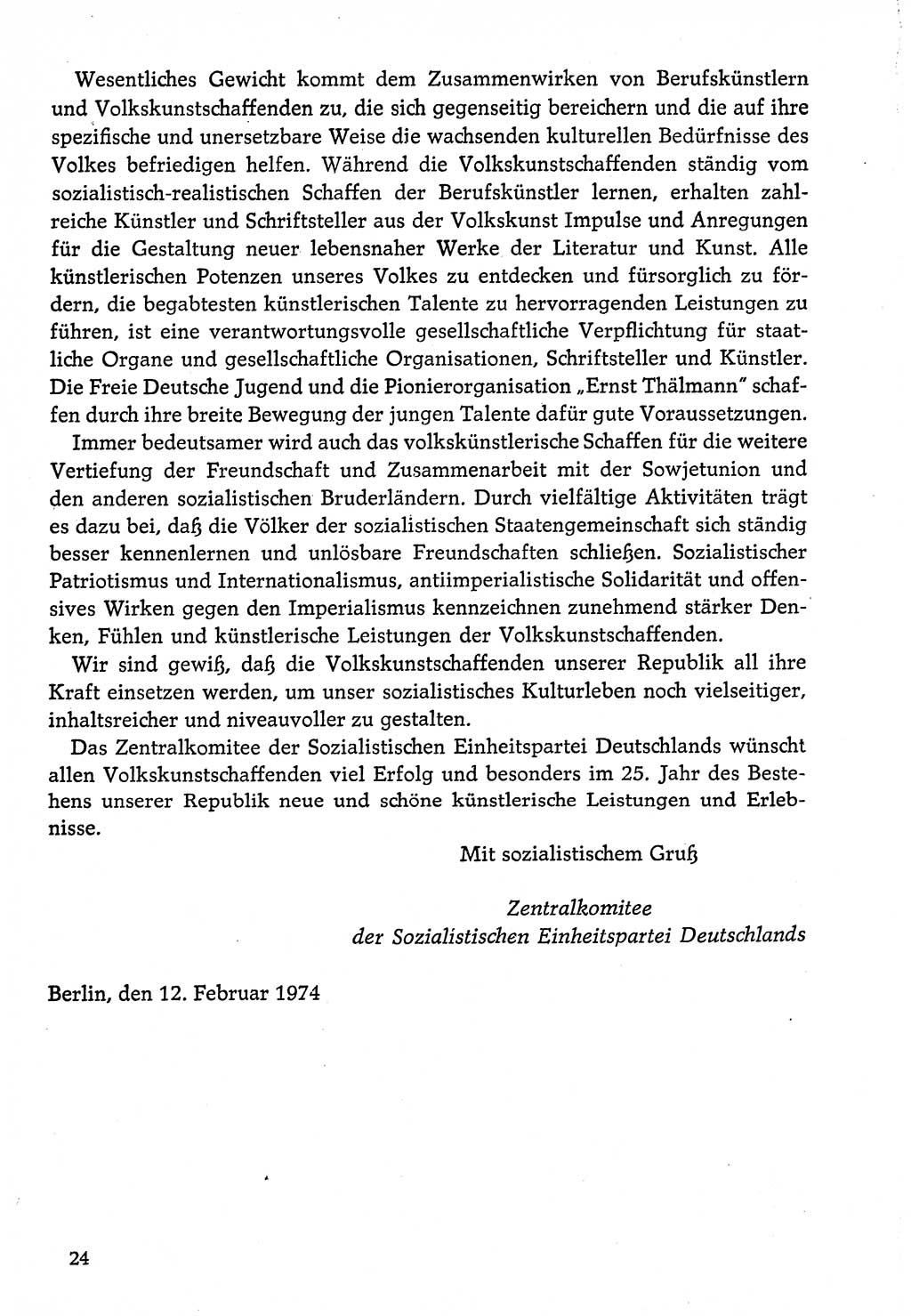 Dokumente der Sozialistischen Einheitspartei Deutschlands (SED) [Deutsche Demokratische Republik (DDR)] 1974-1975, Seite 24 (Dok. SED DDR 1978, Bd. ⅩⅤ, S. 24)