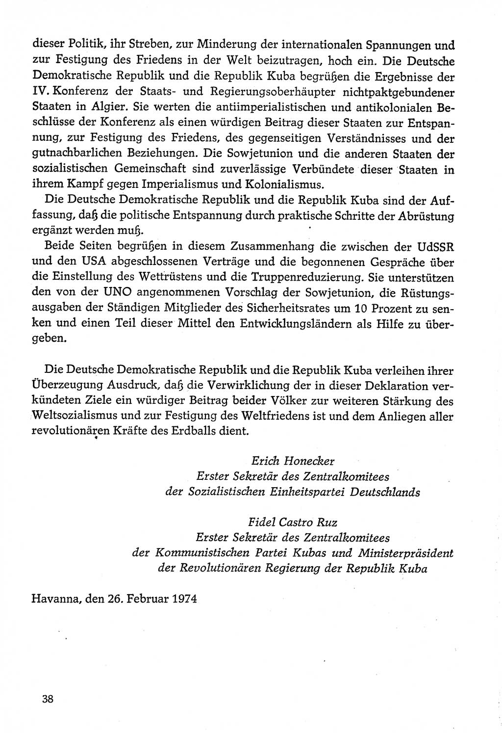 Dokumente der Sozialistischen Einheitspartei Deutschlands (SED) [Deutsche Demokratische Republik (DDR)] 1974-1975, Seite 38 (Dok. SED DDR 1978, Bd. ⅩⅤ, S. 38)