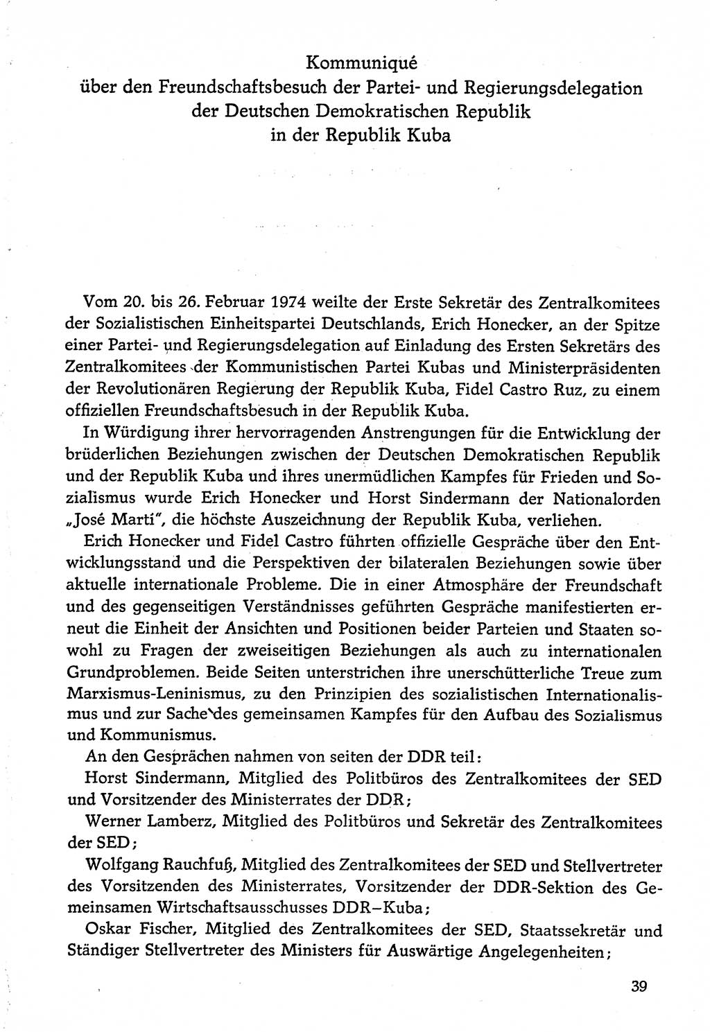 Dokumente der Sozialistischen Einheitspartei Deutschlands (SED) [Deutsche Demokratische Republik (DDR)] 1974-1975, Seite 39 (Dok. SED DDR 1978, Bd. ⅩⅤ, S. 39)