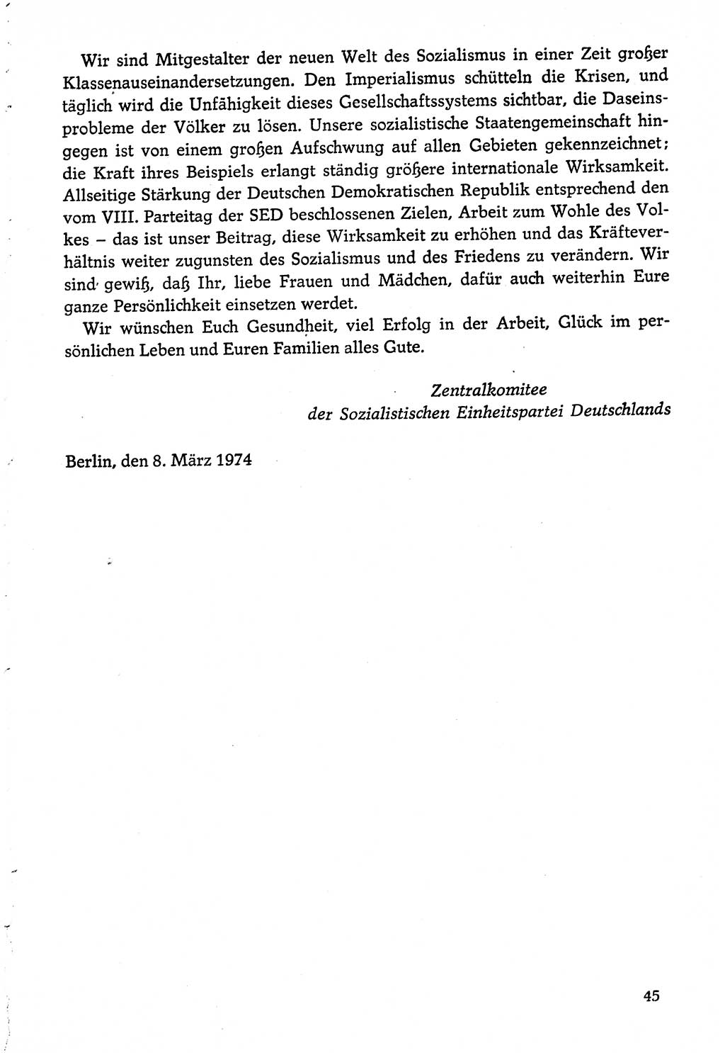 Dokumente der Sozialistischen Einheitspartei Deutschlands (SED) [Deutsche Demokratische Republik (DDR)] 1974-1975, Seite 45 (Dok. SED DDR 1978, Bd. ⅩⅤ, S. 45)