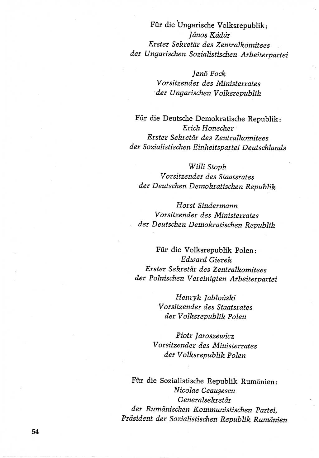 Dokumente der Sozialistischen Einheitspartei Deutschlands (SED) [Deutsche Demokratische Republik (DDR)] 1974-1975, Seite 54 (Dok. SED DDR 1978, Bd. ⅩⅤ, S. 54)