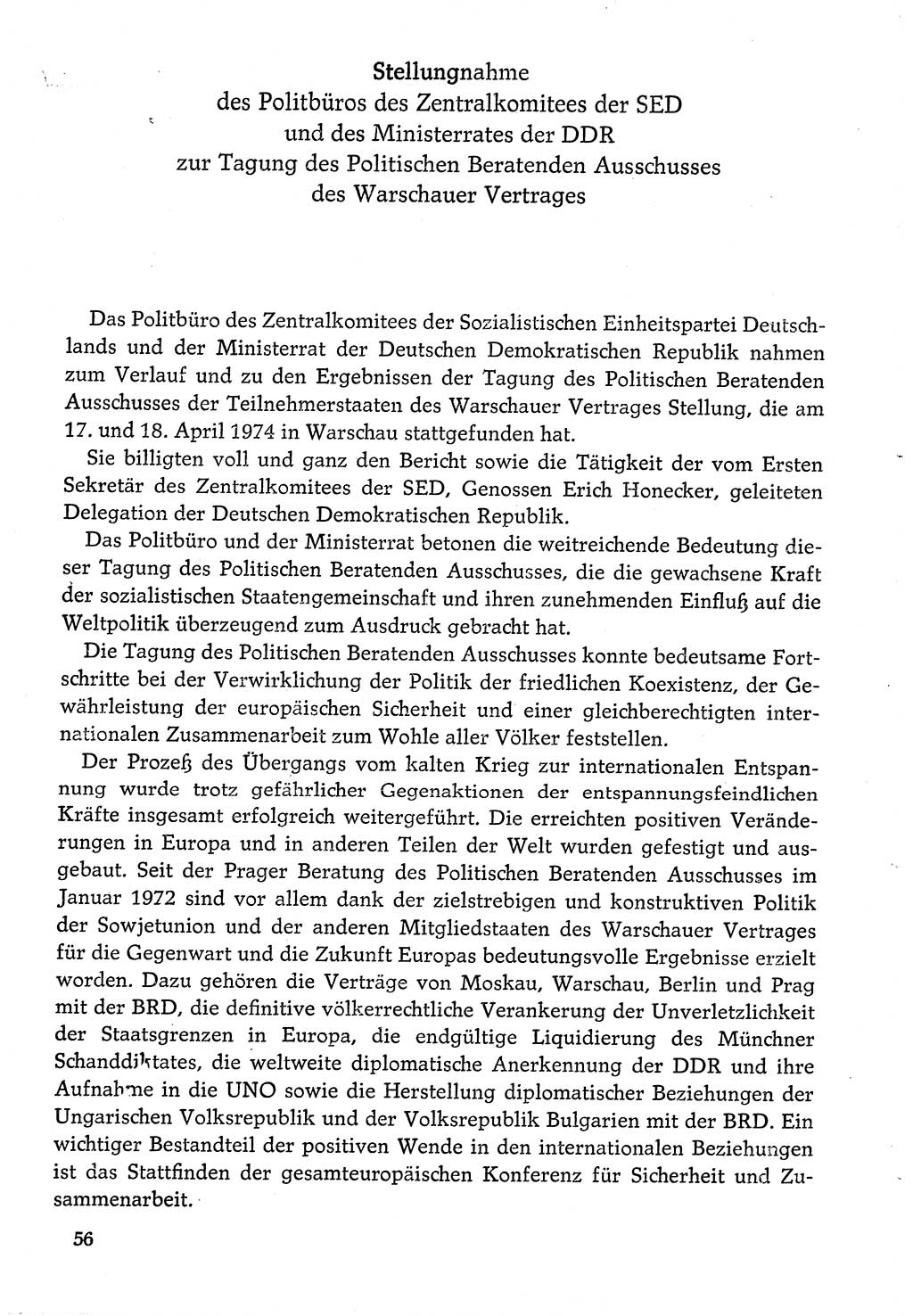 Dokumente der Sozialistischen Einheitspartei Deutschlands (SED) [Deutsche Demokratische Republik (DDR)] 1974-1975, Seite 56 (Dok. SED DDR 1978, Bd. ⅩⅤ, S. 56)