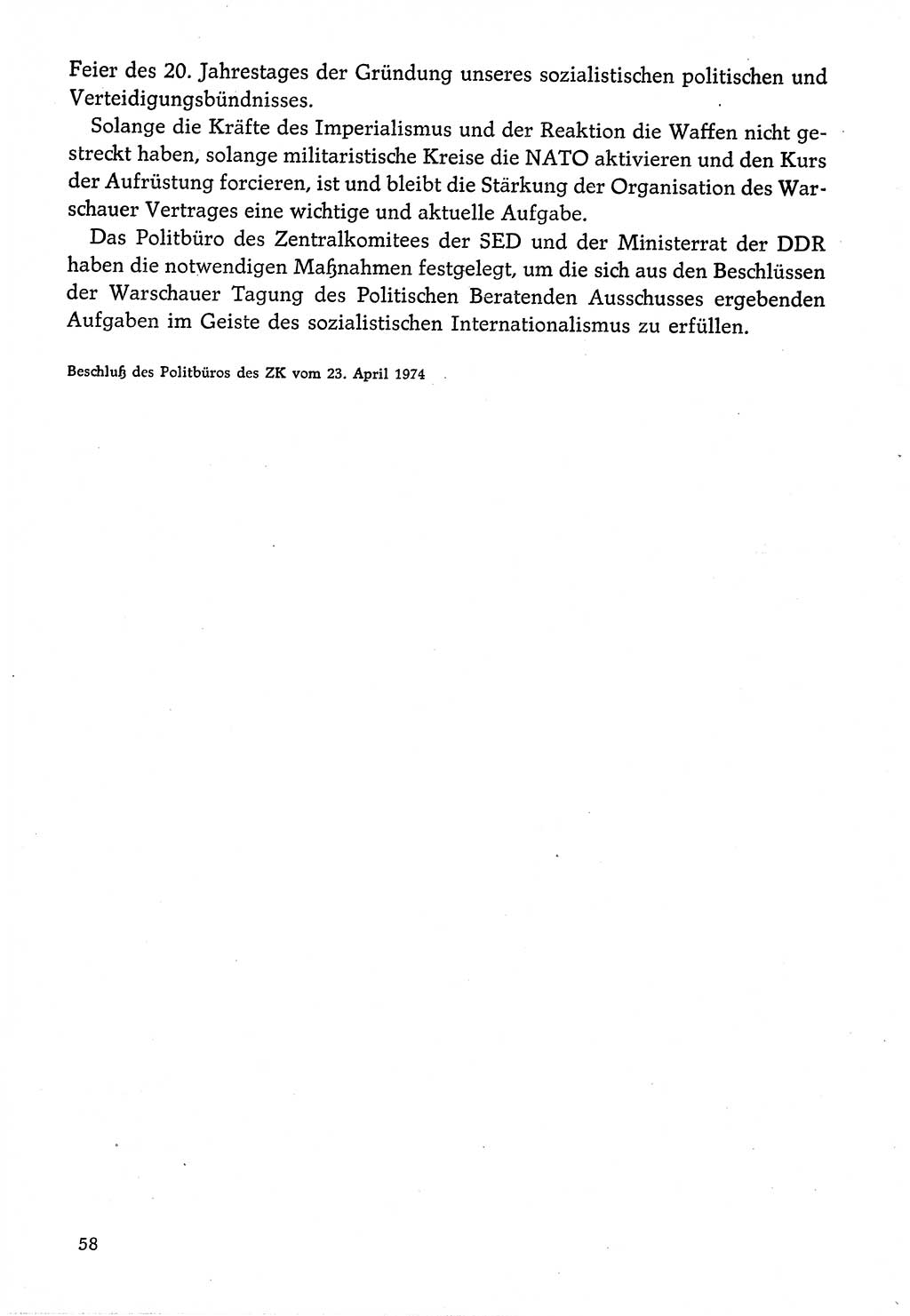 Dokumente der Sozialistischen Einheitspartei Deutschlands (SED) [Deutsche Demokratische Republik (DDR)] 1974-1975, Seite 58 (Dok. SED DDR 1978, Bd. ⅩⅤ, S. 58)