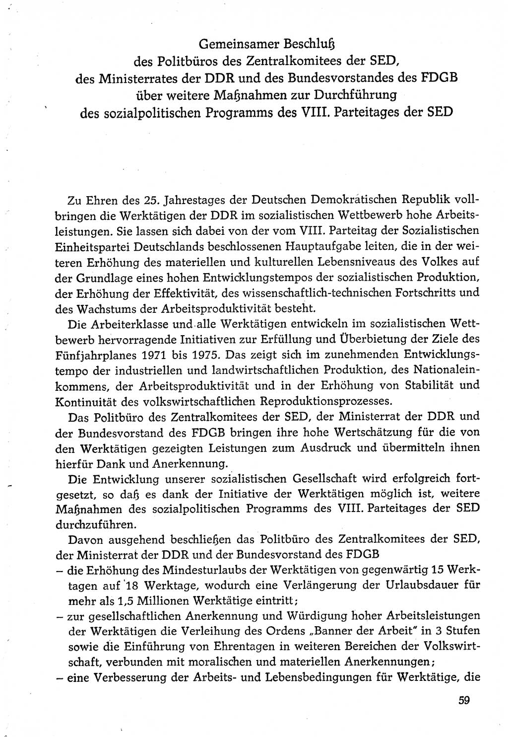 Dokumente der Sozialistischen Einheitspartei Deutschlands (SED) [Deutsche Demokratische Republik (DDR)] 1974-1975, Seite 59 (Dok. SED DDR 1978, Bd. ⅩⅤ, S. 59)