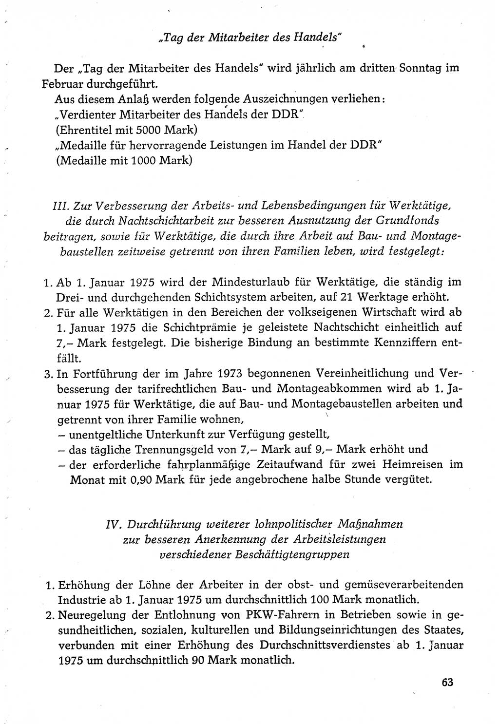 Dokumente der Sozialistischen Einheitspartei Deutschlands (SED) [Deutsche Demokratische Republik (DDR)] 1974-1975, Seite 63 (Dok. SED DDR 1978, Bd. ⅩⅤ, S. 63)