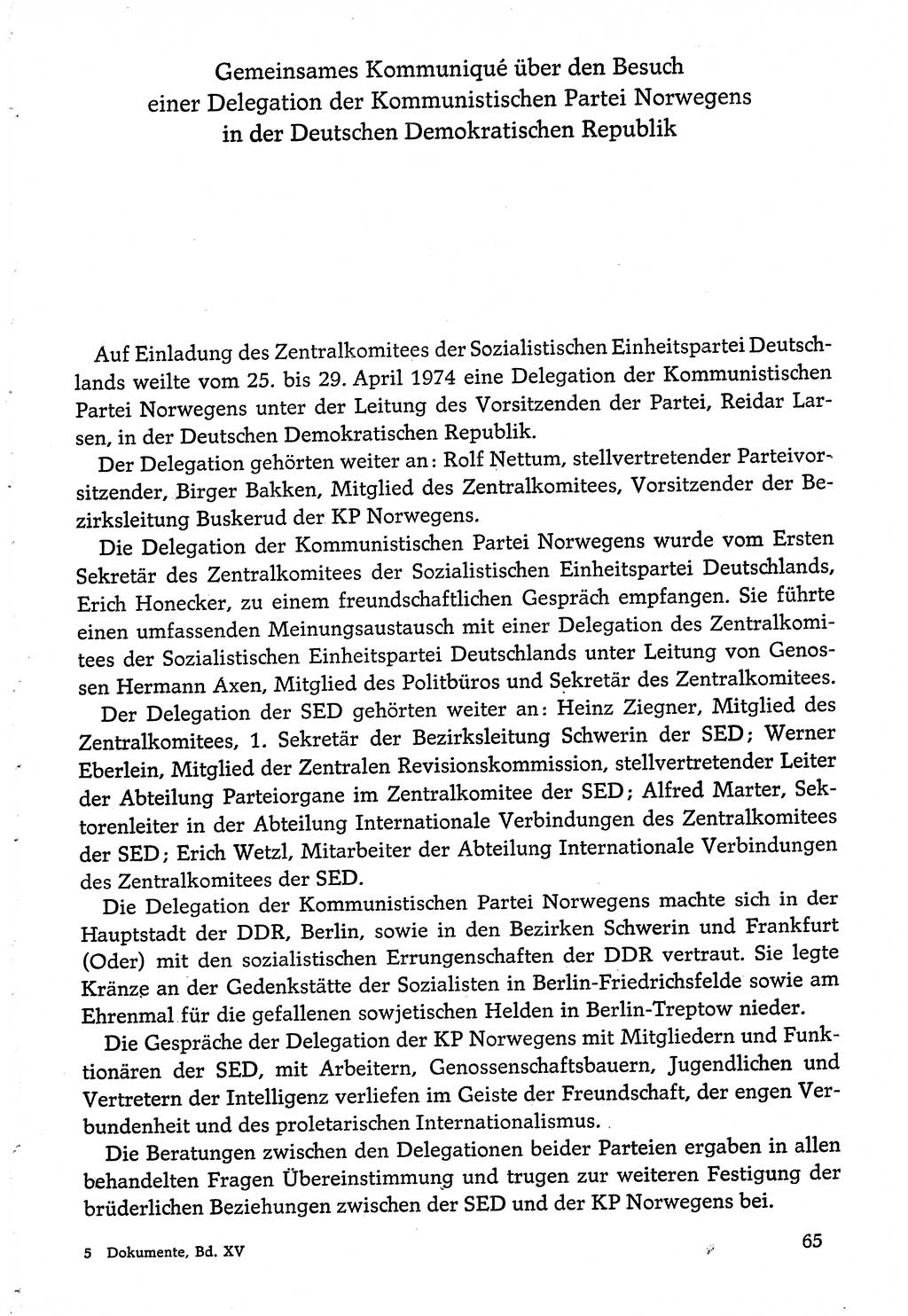 Dokumente der Sozialistischen Einheitspartei Deutschlands (SED) [Deutsche Demokratische Republik (DDR)] 1974-1975, Seite 65 (Dok. SED DDR 1978, Bd. ⅩⅤ, S. 65)