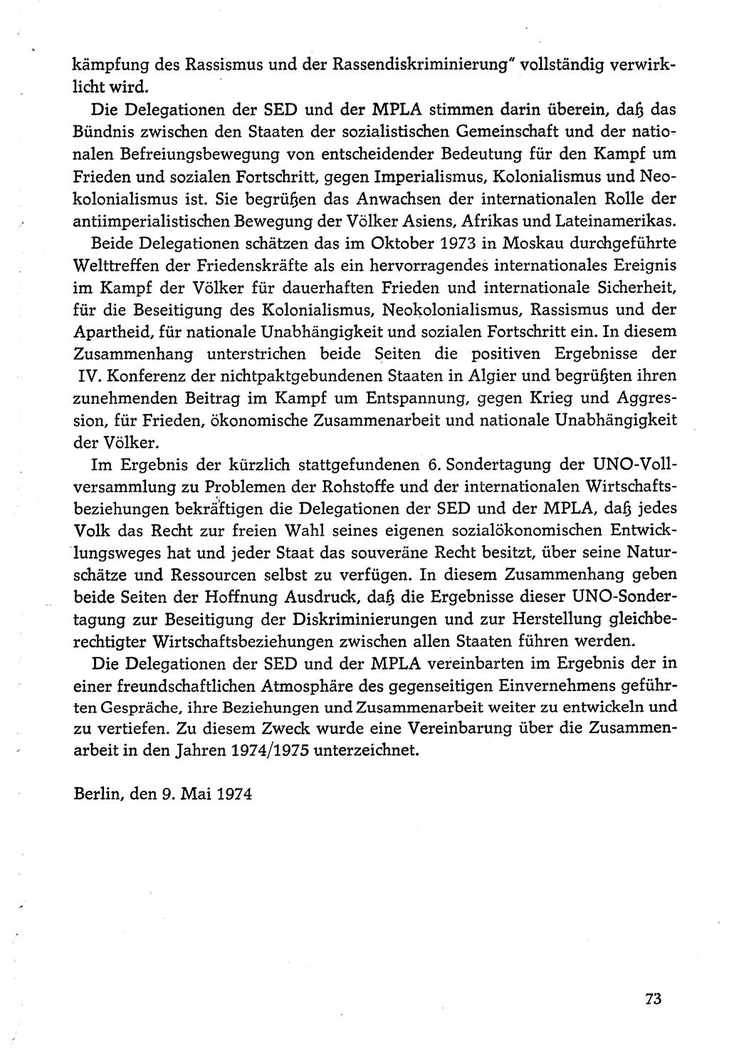 Dokumente der Sozialistischen Einheitspartei Deutschlands (SED) [Deutsche Demokratische Republik (DDR)] 1974-1975, Seite 73 (Dok. SED DDR 1978, Bd. ⅩⅤ, S. 73)