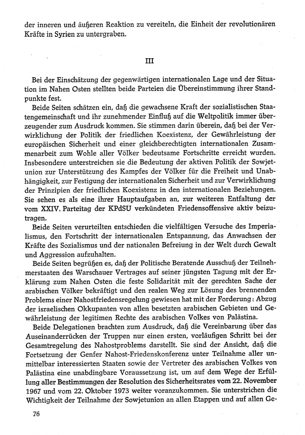 Dokumente der Sozialistischen Einheitspartei Deutschlands (SED) [Deutsche Demokratische Republik (DDR)] 1974-1975, Seite 76 (Dok. SED DDR 1978, Bd. ⅩⅤ, S. 76)