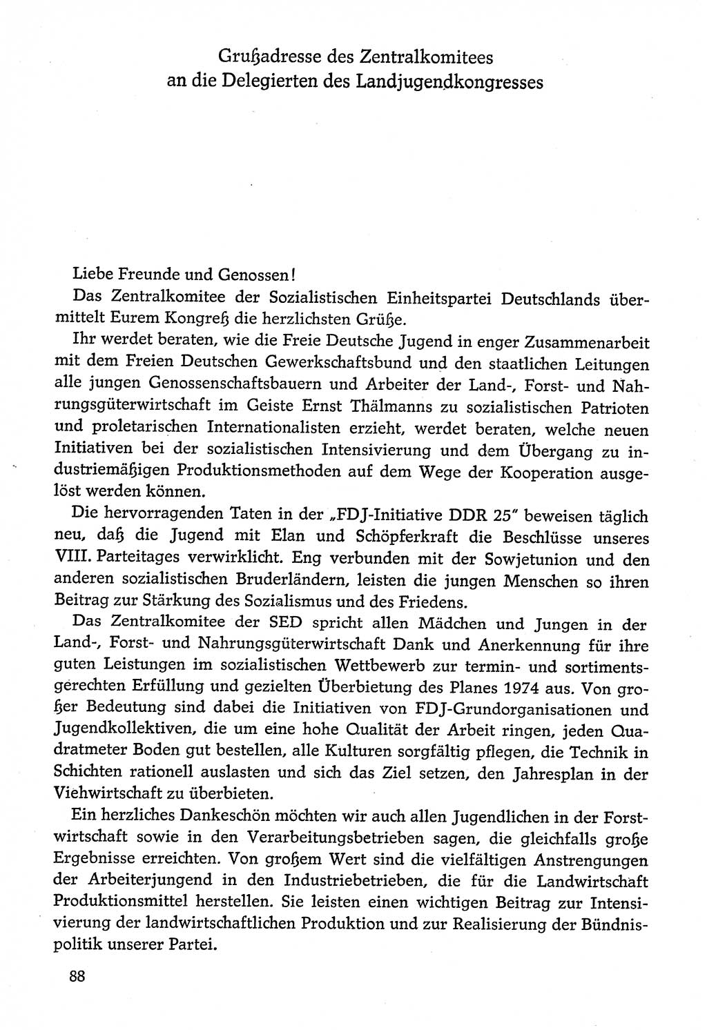 Dokumente der Sozialistischen Einheitspartei Deutschlands (SED) [Deutsche Demokratische Republik (DDR)] 1974-1975, Seite 88 (Dok. SED DDR 1978, Bd. ⅩⅤ, S. 88)