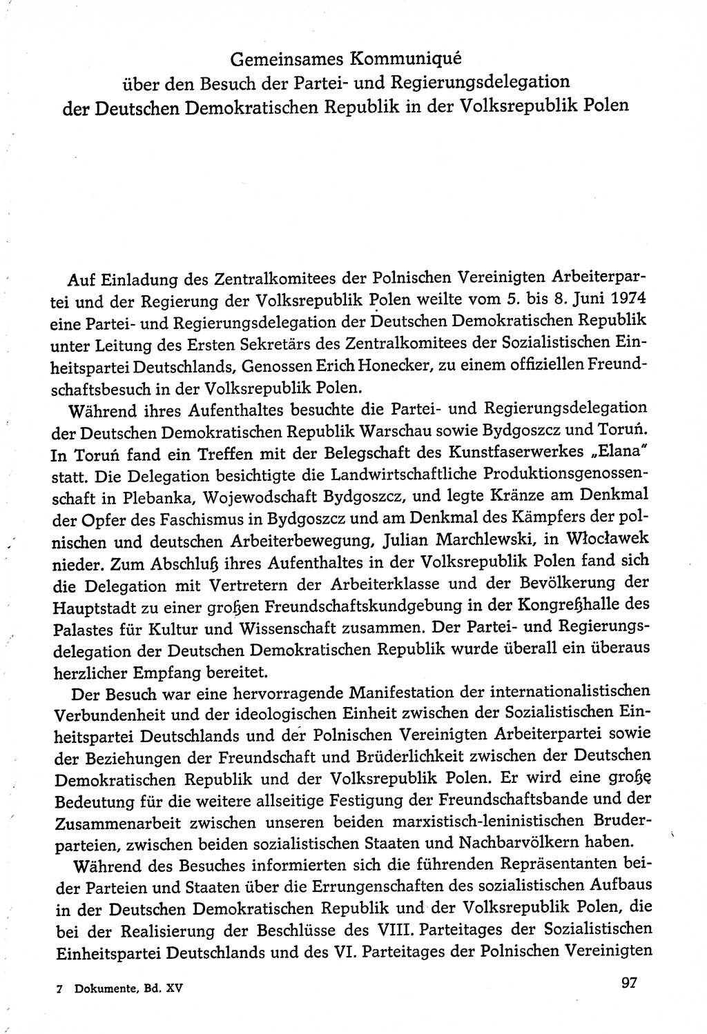 Dokumente der Sozialistischen Einheitspartei Deutschlands (SED) [Deutsche Demokratische Republik (DDR)] 1974-1975, Seite 97 (Dok. SED DDR 1978, Bd. ⅩⅤ, S. 97)