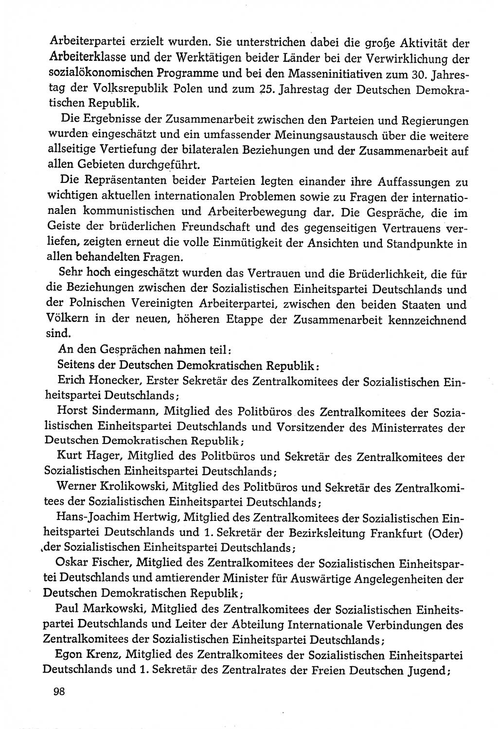Dokumente der Sozialistischen Einheitspartei Deutschlands (SED) [Deutsche Demokratische Republik (DDR)] 1974-1975, Seite 98 (Dok. SED DDR 1978, Bd. ⅩⅤ, S. 98)