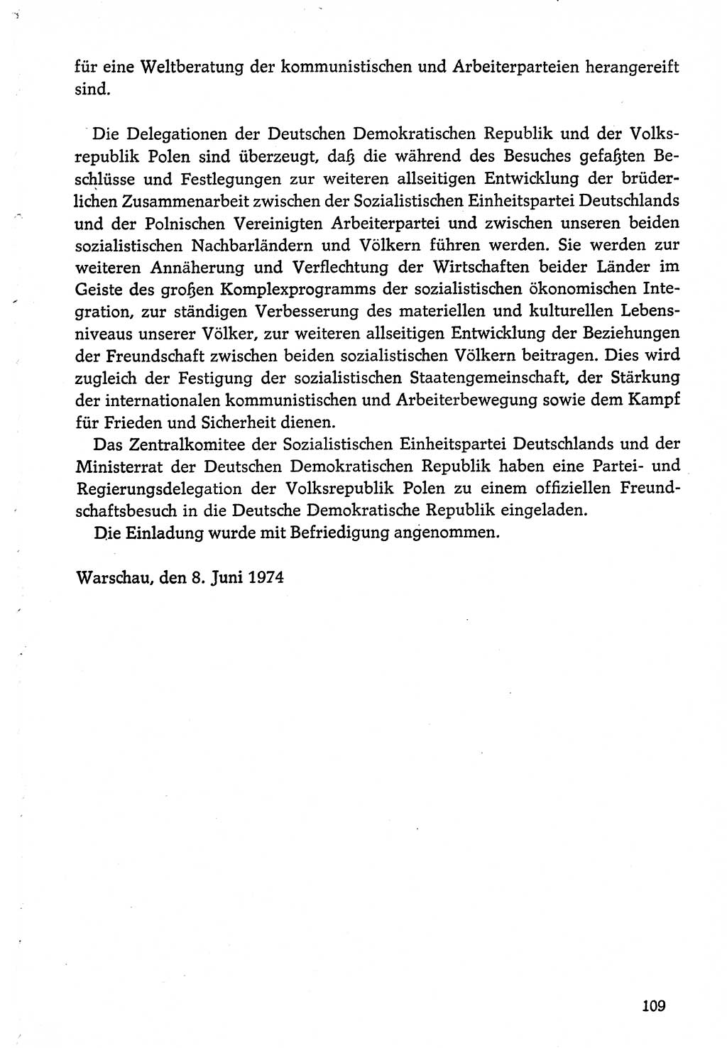 Dokumente der Sozialistischen Einheitspartei Deutschlands (SED) [Deutsche Demokratische Republik (DDR)] 1974-1975, Seite 109 (Dok. SED DDR 1978, Bd. ⅩⅤ, S. 109)