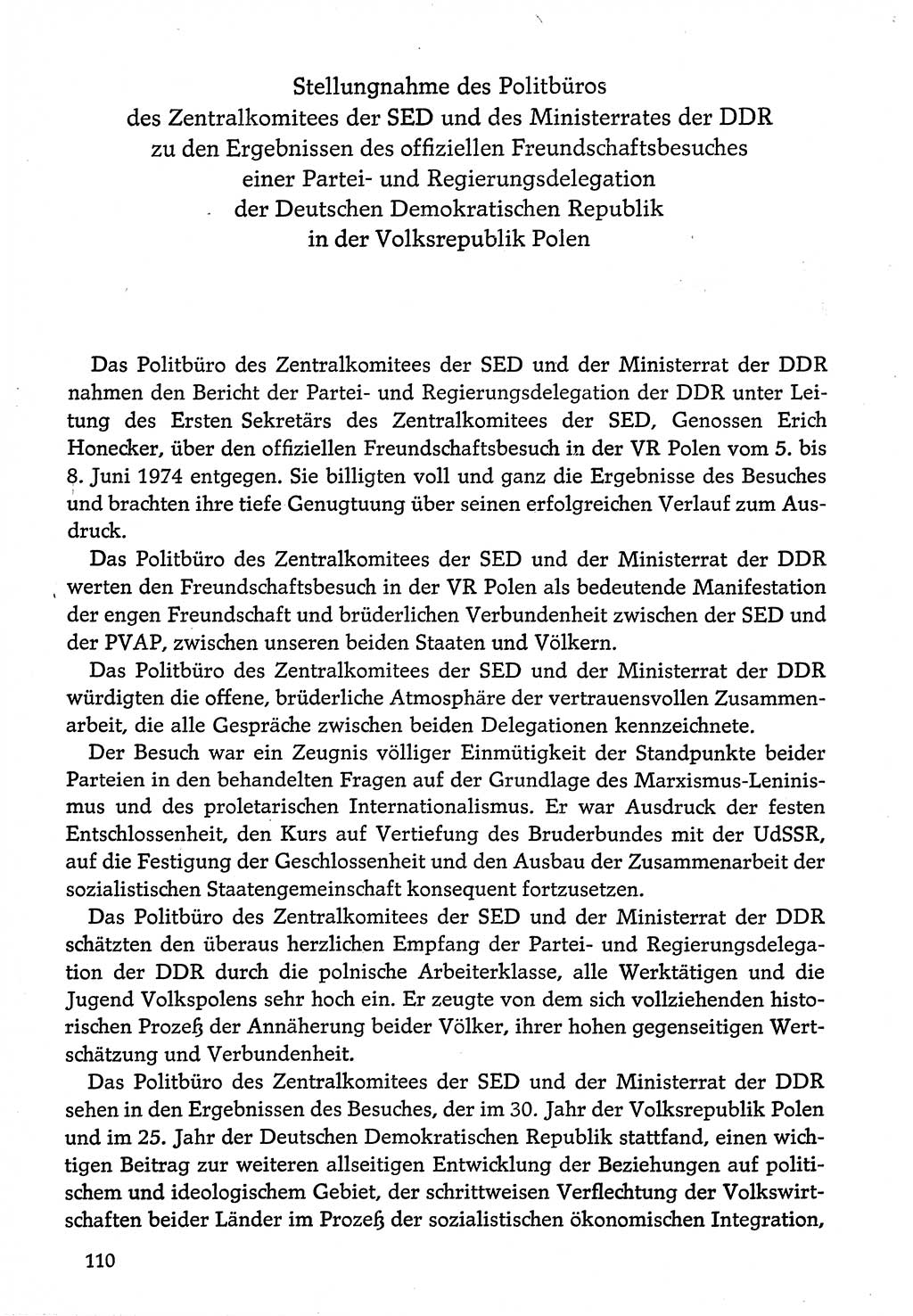 Dokumente der Sozialistischen Einheitspartei Deutschlands (SED) [Deutsche Demokratische Republik (DDR)] 1974-1975, Seite 110 (Dok. SED DDR 1978, Bd. ⅩⅤ, S. 110)