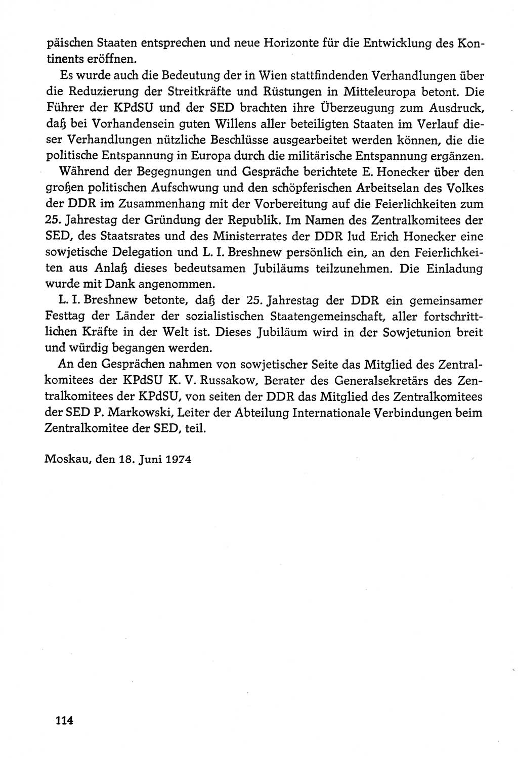 Dokumente der Sozialistischen Einheitspartei Deutschlands (SED) [Deutsche Demokratische Republik (DDR)] 1974-1975, Seite 114 (Dok. SED DDR 1978, Bd. ⅩⅤ, S. 114)