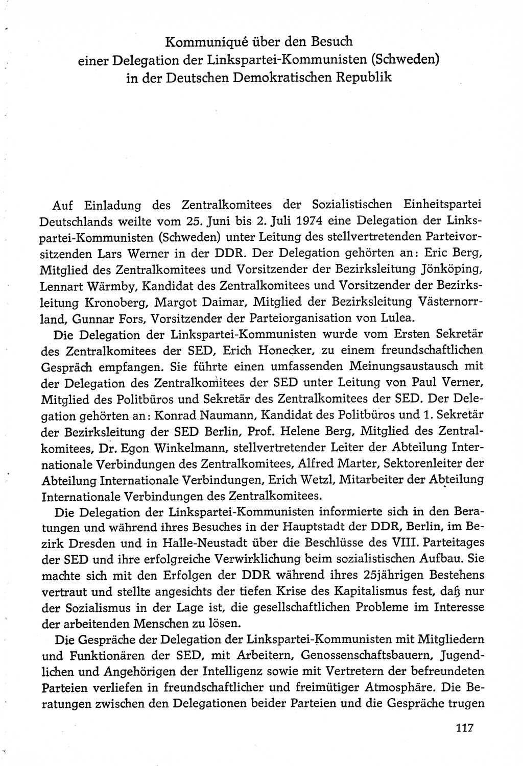 Dokumente der Sozialistischen Einheitspartei Deutschlands (SED) [Deutsche Demokratische Republik (DDR)] 1974-1975, Seite 117 (Dok. SED DDR 1978, Bd. ⅩⅤ, S. 117)