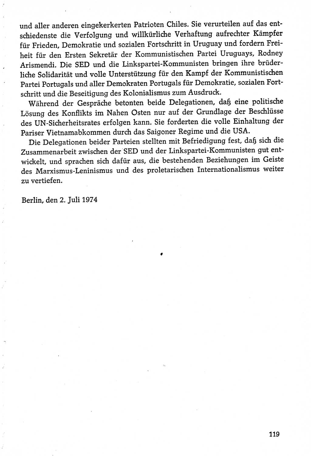 Dokumente der Sozialistischen Einheitspartei Deutschlands (SED) [Deutsche Demokratische Republik (DDR)] 1974-1975, Seite 119 (Dok. SED DDR 1978, Bd. ⅩⅤ, S. 119)