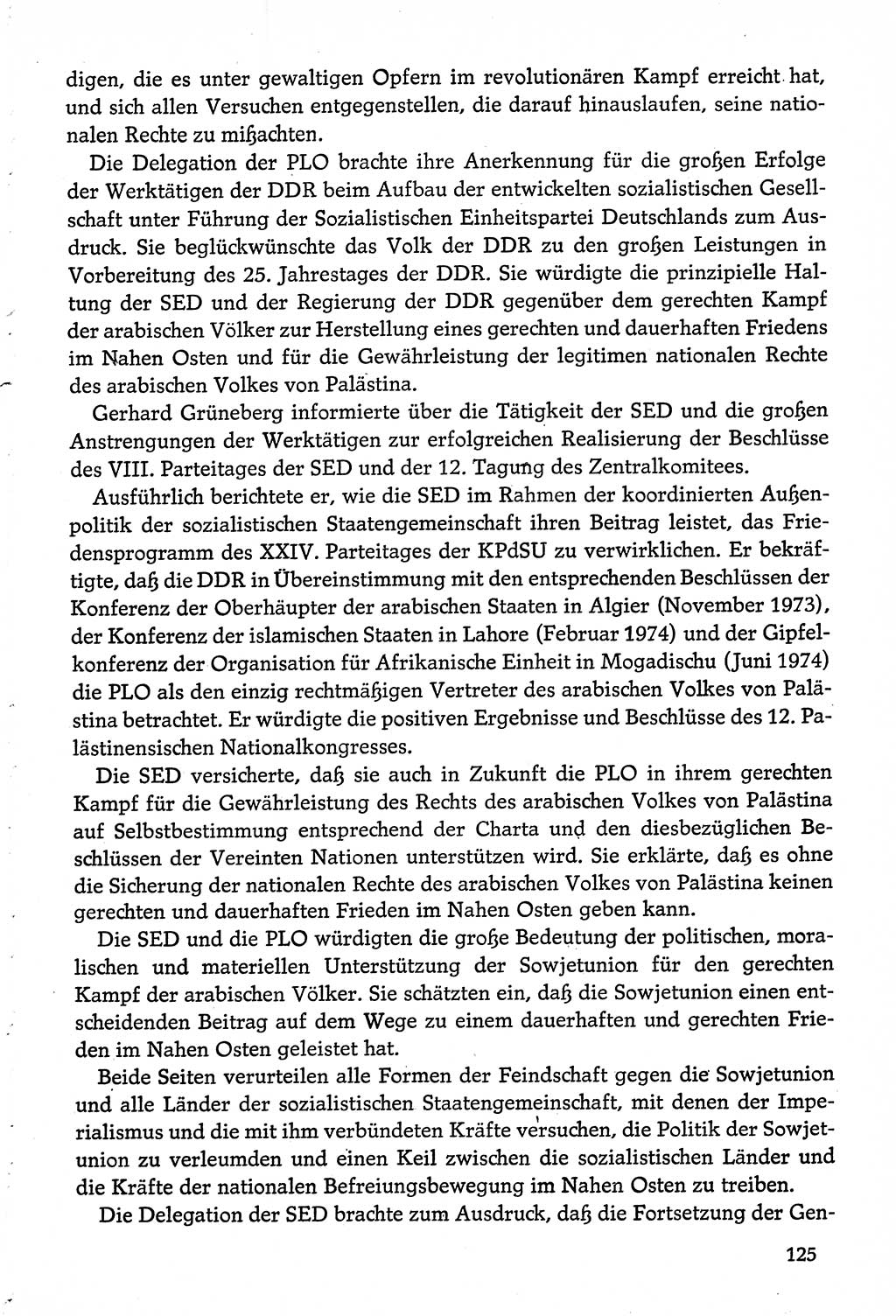 Dokumente der Sozialistischen Einheitspartei Deutschlands (SED) [Deutsche Demokratische Republik (DDR)] 1974-1975, Seite 125 (Dok. SED DDR 1978, Bd. ⅩⅤ, S. 125)