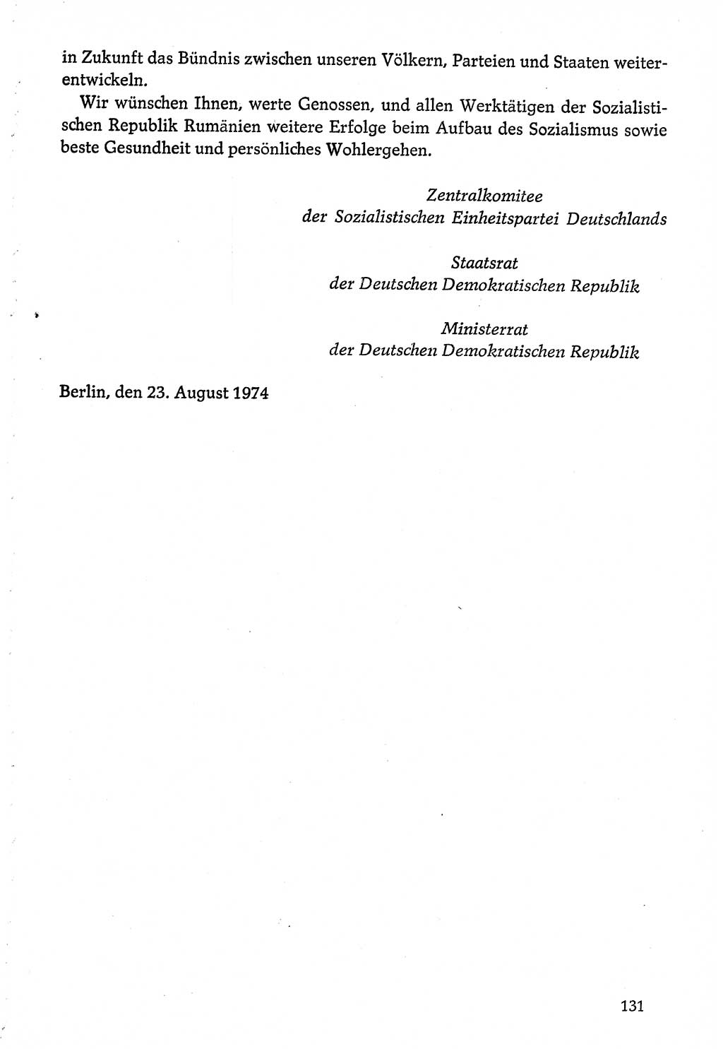 Dokumente der Sozialistischen Einheitspartei Deutschlands (SED) [Deutsche Demokratische Republik (DDR)] 1974-1975, Seite 131 (Dok. SED DDR 1978, Bd. ⅩⅤ, S. 131)