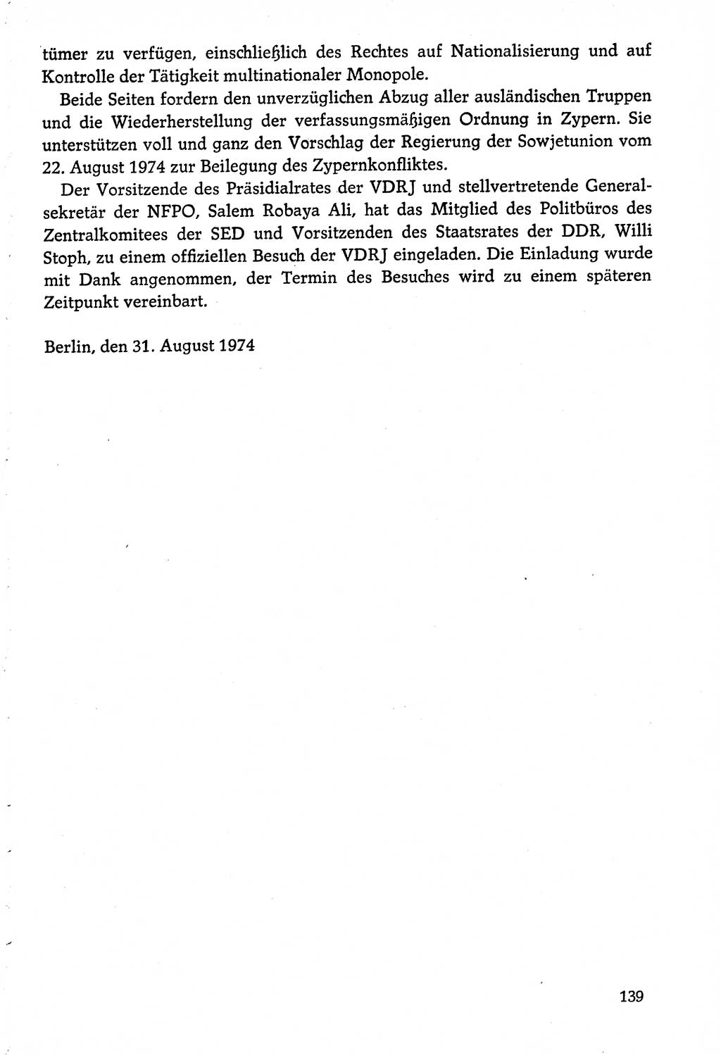 Dokumente der Sozialistischen Einheitspartei Deutschlands (SED) [Deutsche Demokratische Republik (DDR)] 1974-1975, Seite 139 (Dok. SED DDR 1978, Bd. ⅩⅤ, S. 139)