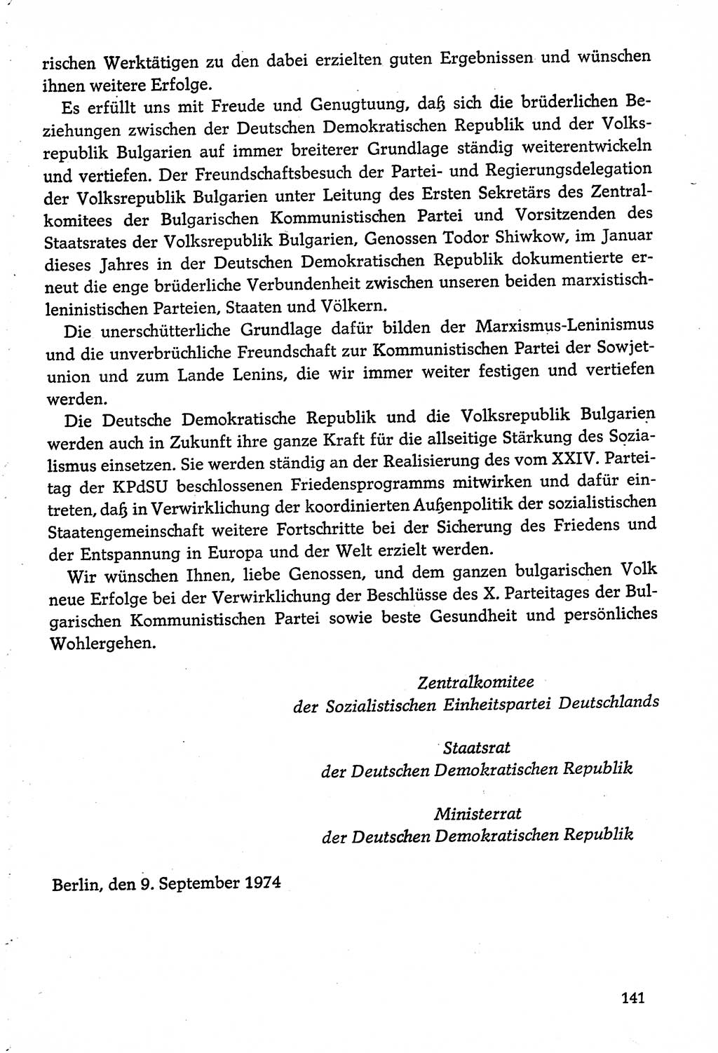 Dokumente der Sozialistischen Einheitspartei Deutschlands (SED) [Deutsche Demokratische Republik (DDR)] 1974-1975, Seite 141 (Dok. SED DDR 1978, Bd. ⅩⅤ, S. 141)