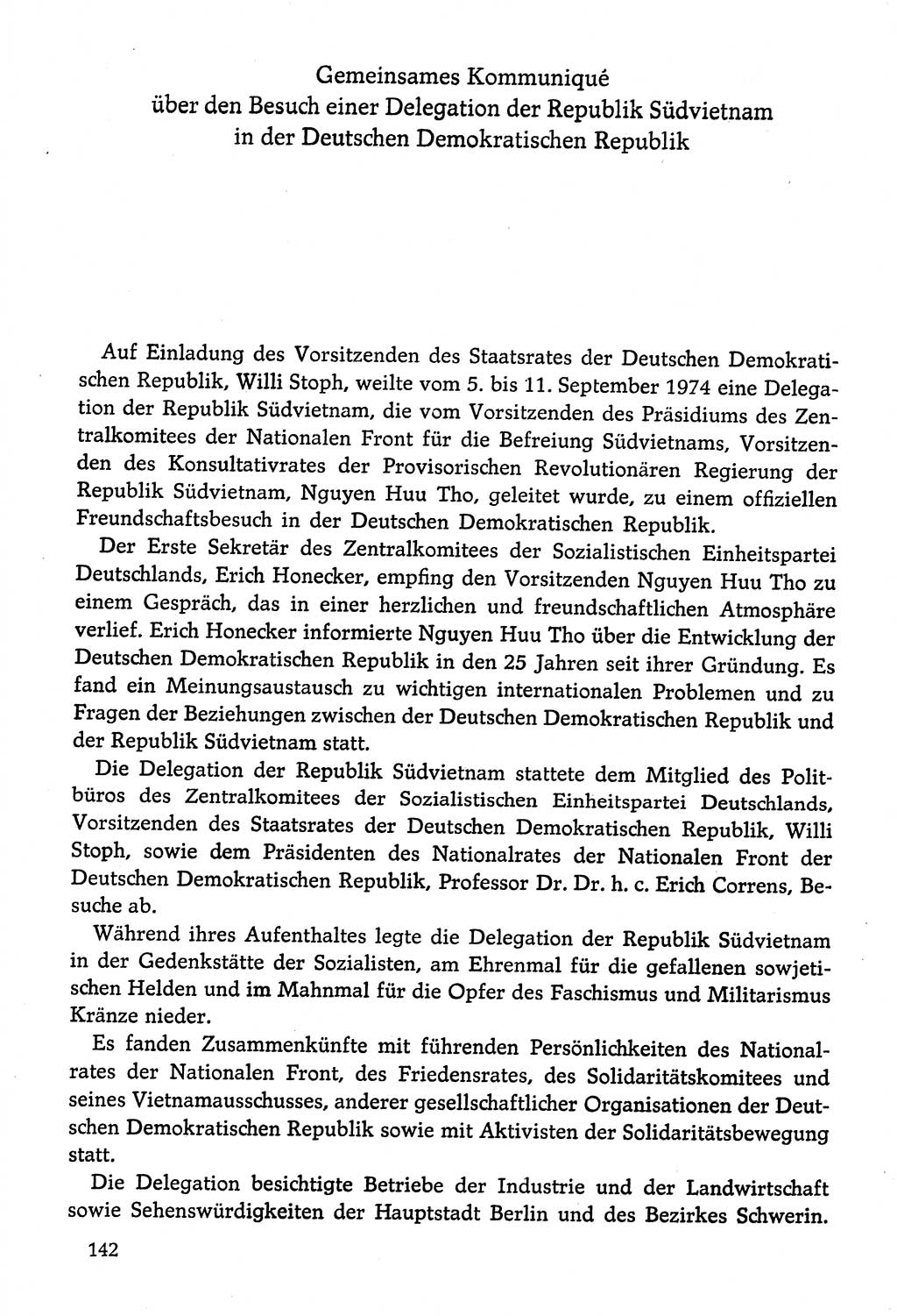 Dokumente der Sozialistischen Einheitspartei Deutschlands (SED) [Deutsche Demokratische Republik (DDR)] 1974-1975, Seite 142 (Dok. SED DDR 1978, Bd. ⅩⅤ, S. 142)