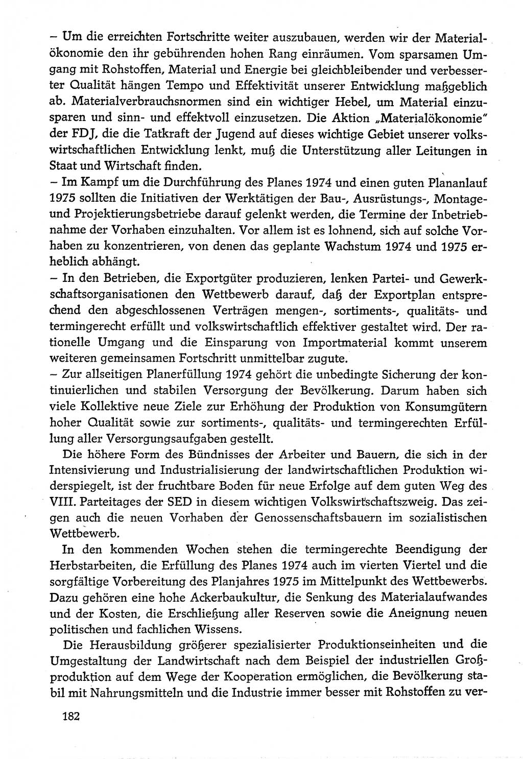 Dokumente der Sozialistischen Einheitspartei Deutschlands (SED) [Deutsche Demokratische Republik (DDR)] 1974-1975, Seite 182 (Dok. SED DDR 1978, Bd. ⅩⅤ, S. 182)