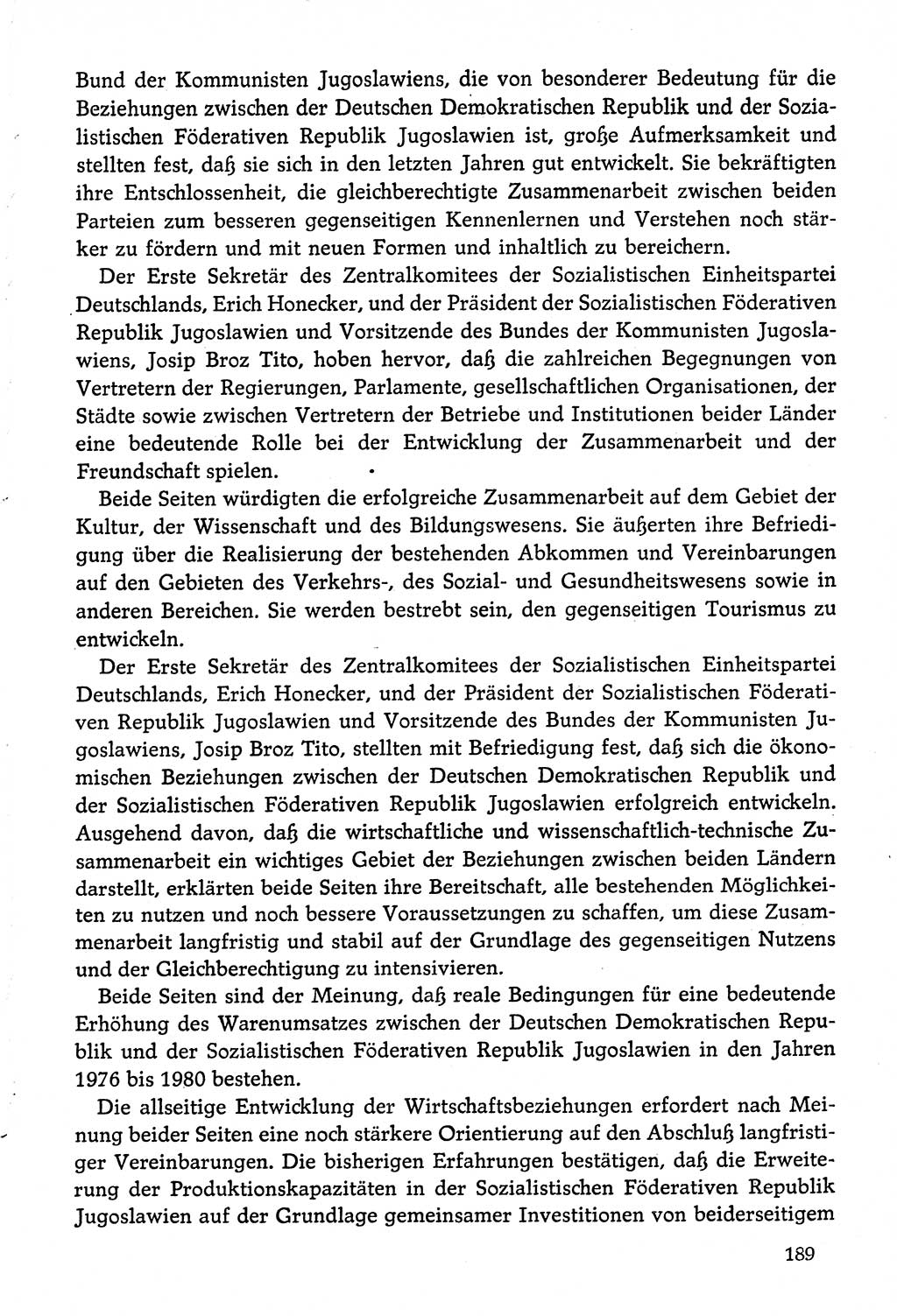 Dokumente der Sozialistischen Einheitspartei Deutschlands (SED) [Deutsche Demokratische Republik (DDR)] 1974-1975, Seite 189 (Dok. SED DDR 1978, Bd. ⅩⅤ, S. 189)